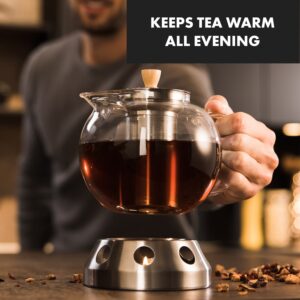 Klarstein Sencha, dizajnová kanvica na čaj, s ohrievačom, 1,3 l, z nehrdzavejúcej ocele Hibiscus, sitko