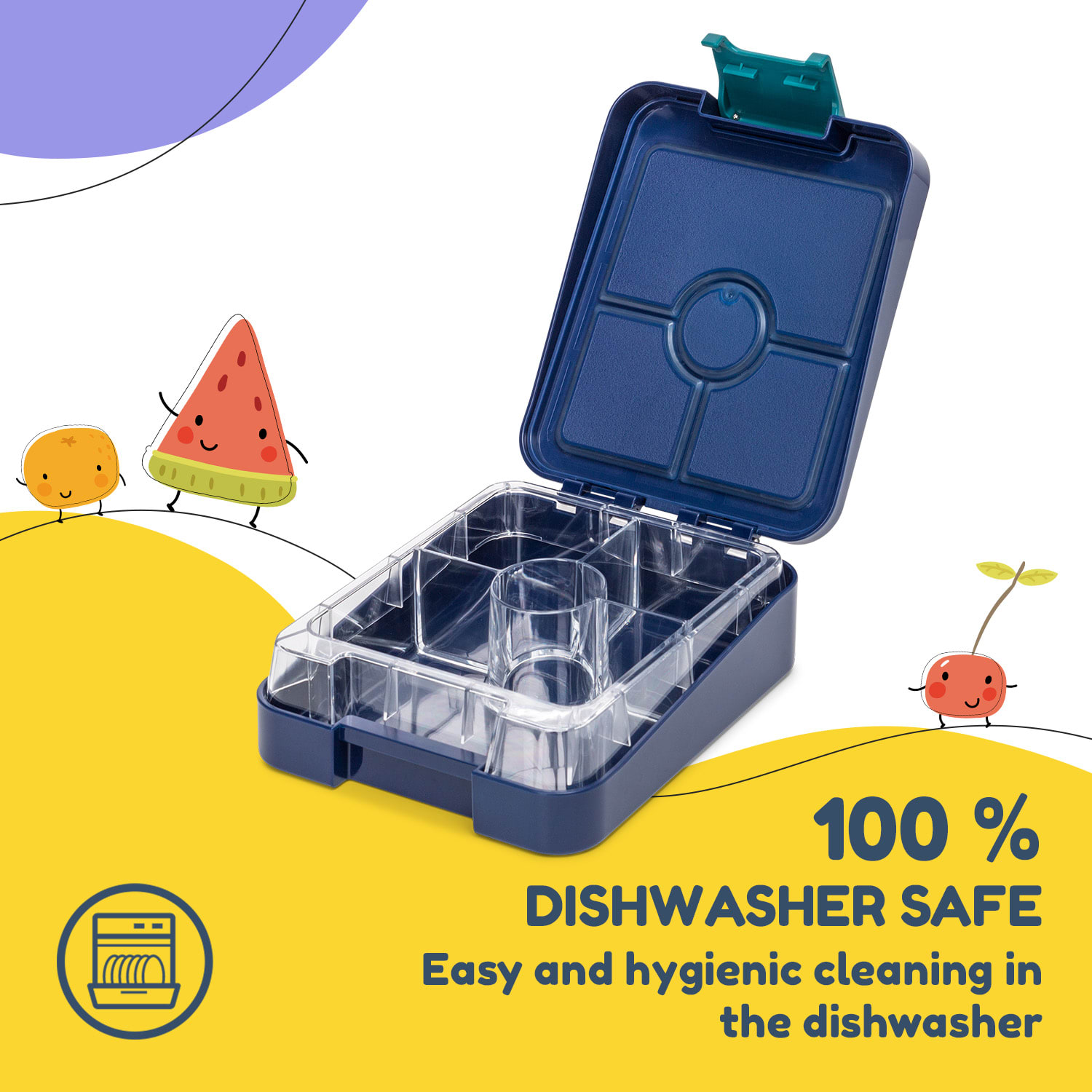 Klarstein Schmatzfatz easy, desiatový box, , 4 priehradky, 18 x 15 x 5 cm – Obrázok 4