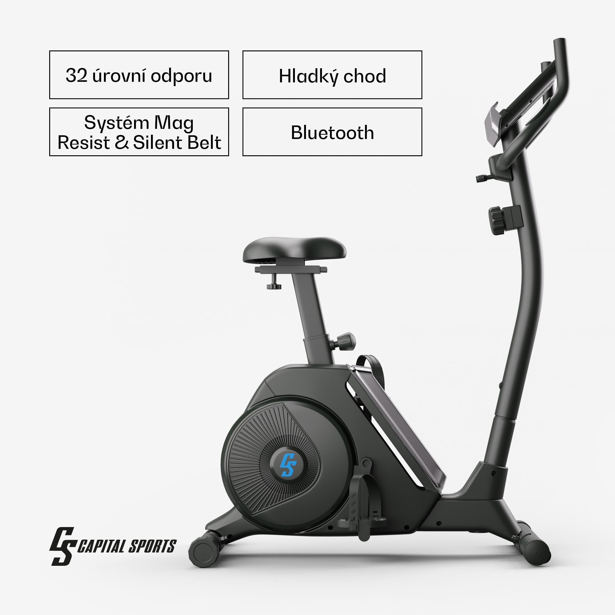 Capital Sports Helios Cardiobike, domáci rotoped, stacionárny bicykel, cyklotrenažér, Bluetooth, aplikácia, 32-úrovňový magnetický odpor – Obrázok 2