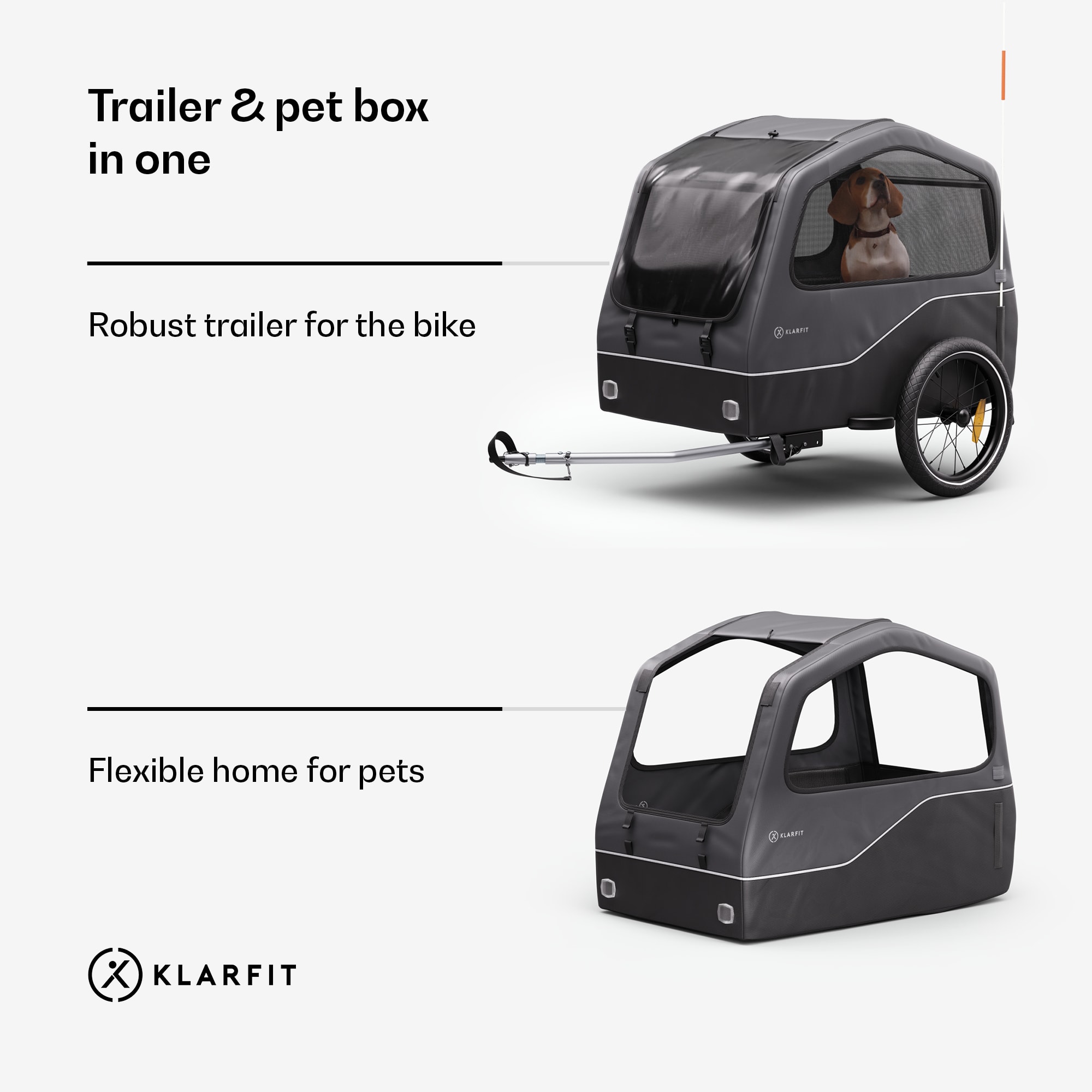 KLARFIT Goldie Home, príves na bicykel, 334 l, max. 40 kg, skladací, odolný voči poveternostným vplyvom – Obrázok 2