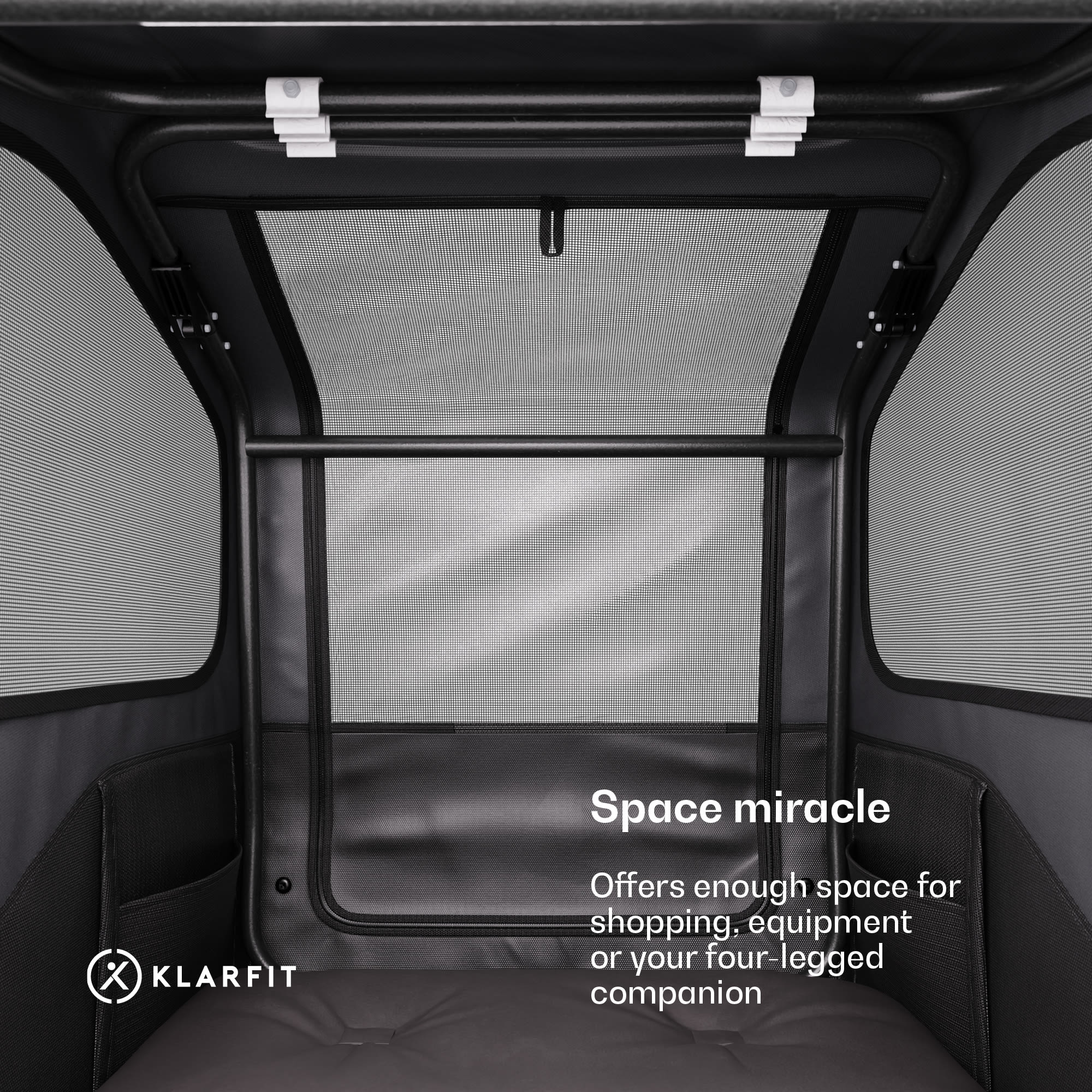 KLARFIT Goldie Home, príves na bicykel, 334 l, max. 40 kg, skladací, odolný voči poveternostným vplyvom – Obrázok 3