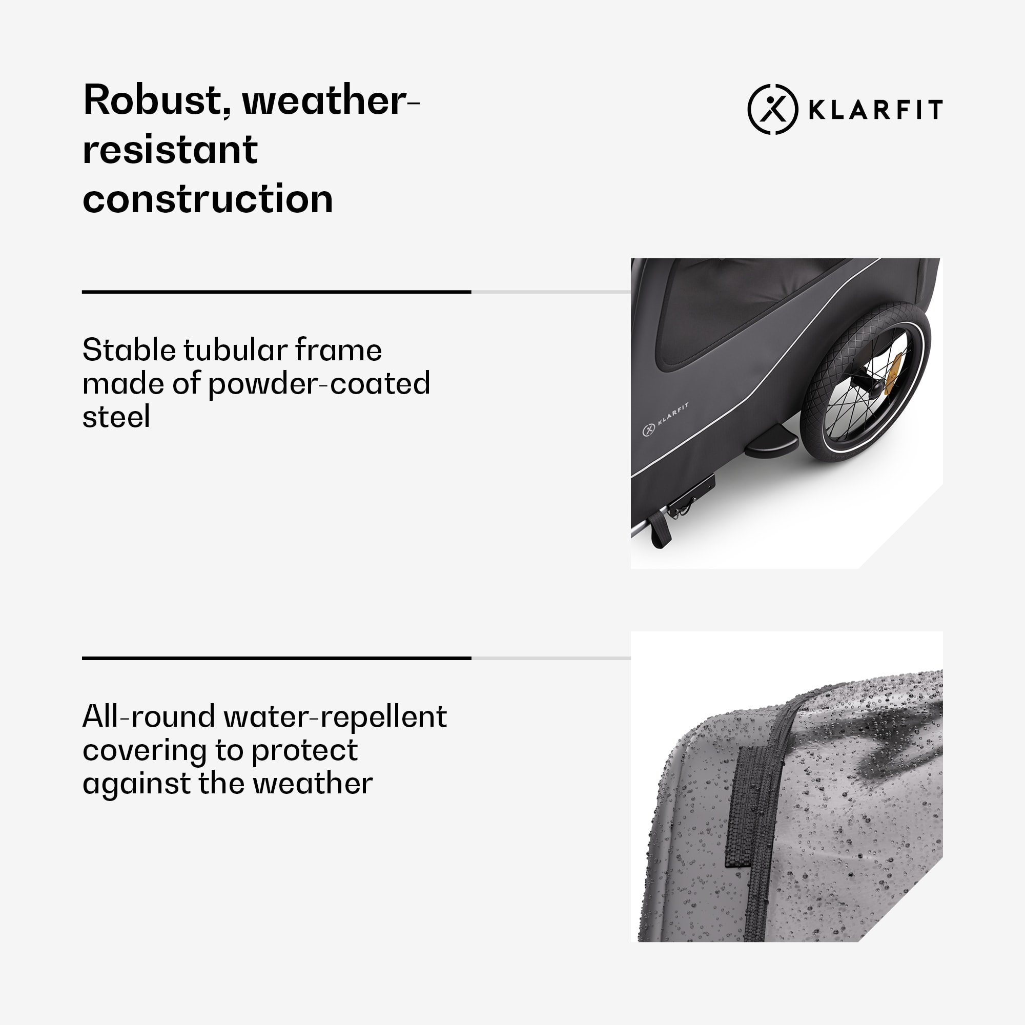 KLARFIT Goldie Home, príves na bicykel, 334 l, max. 40 kg, skladací, odolný voči poveternostným vplyvom – Obrázok 4