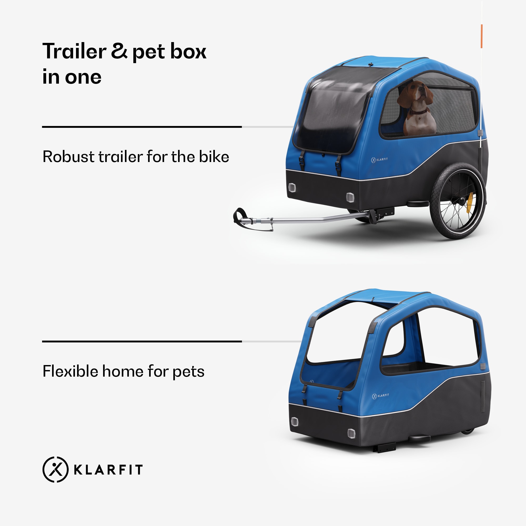 KLARFIT Goldie Home, príves na bicykel, 334 l, max. 40 kg, skladací, odolný voči poveternostným vplyvom – Obrázok 2
