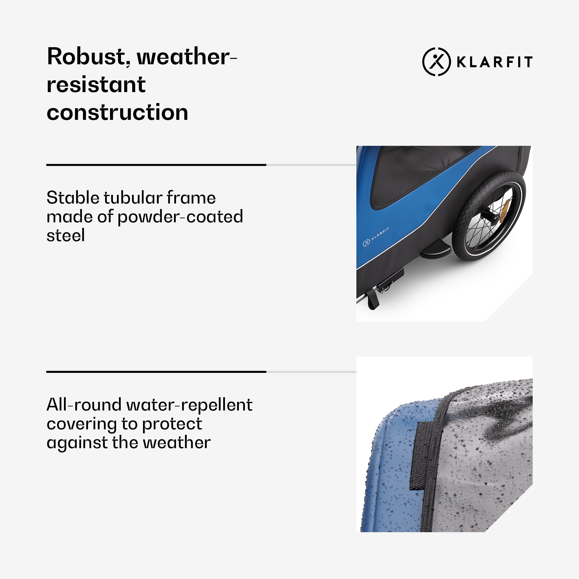 KLARFIT Goldie Home, príves na bicykel, 334 l, max. 40 kg, skladací, odolný voči poveternostným vplyvom – Obrázok 4