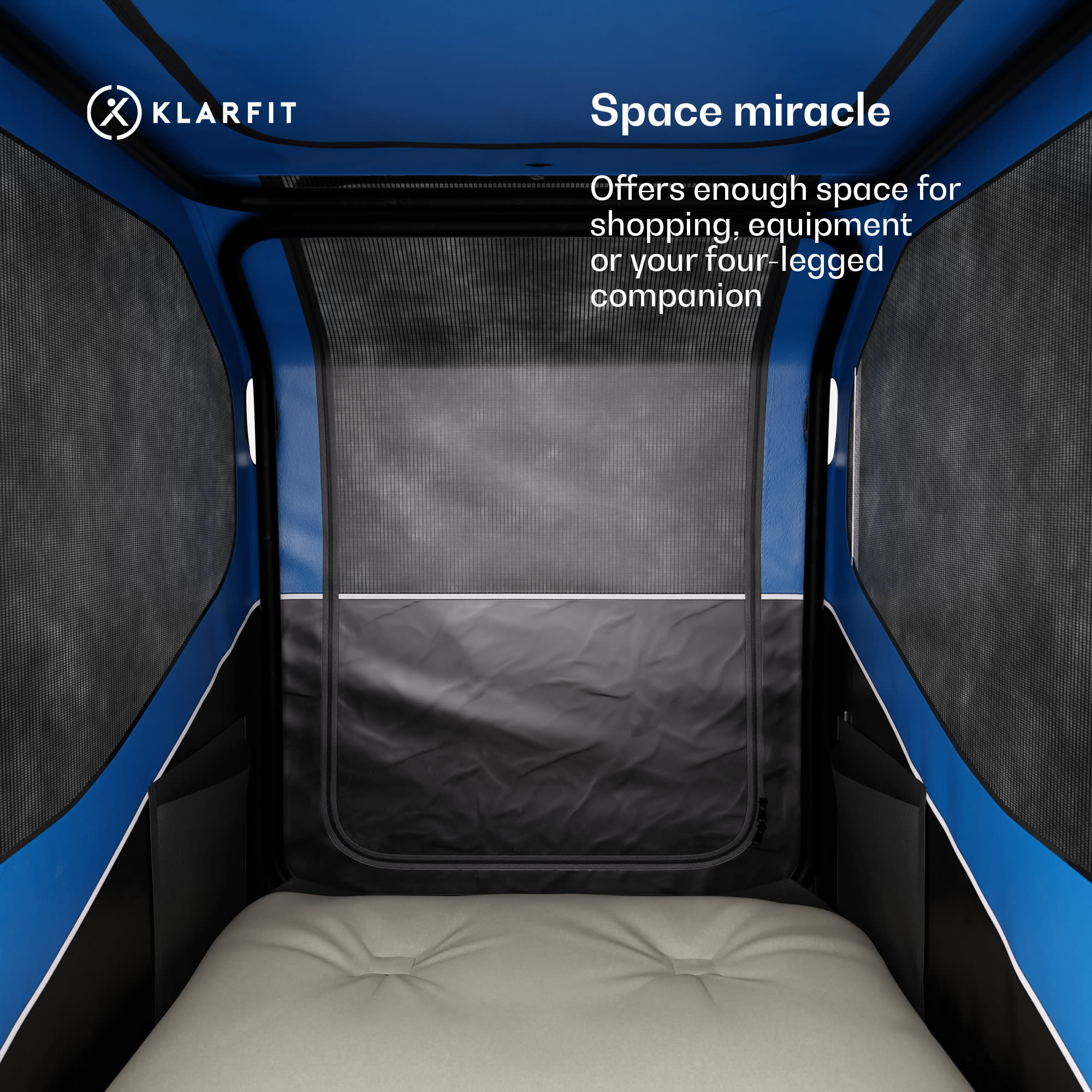 KLARFIT Goldie Buggy, príves na bicykel, 324 l, max. 40 kg, skladací, odolný voči poveternostným vplyvom – Obrázok 3