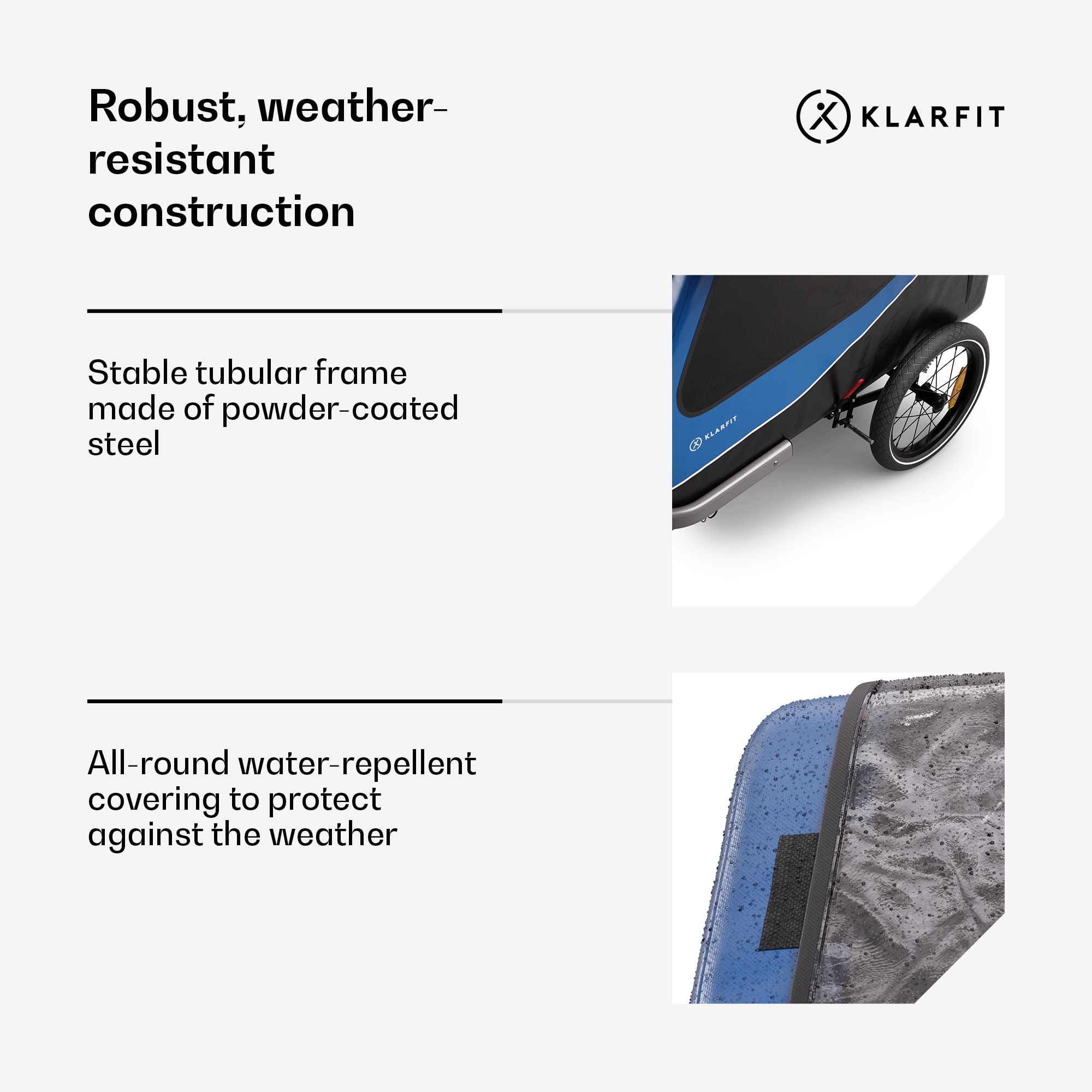 KLARFIT Goldie Buggy, príves na bicykel, 324 l, max. 40 kg, skladací, odolný voči poveternostným vplyvom – Obrázok 4