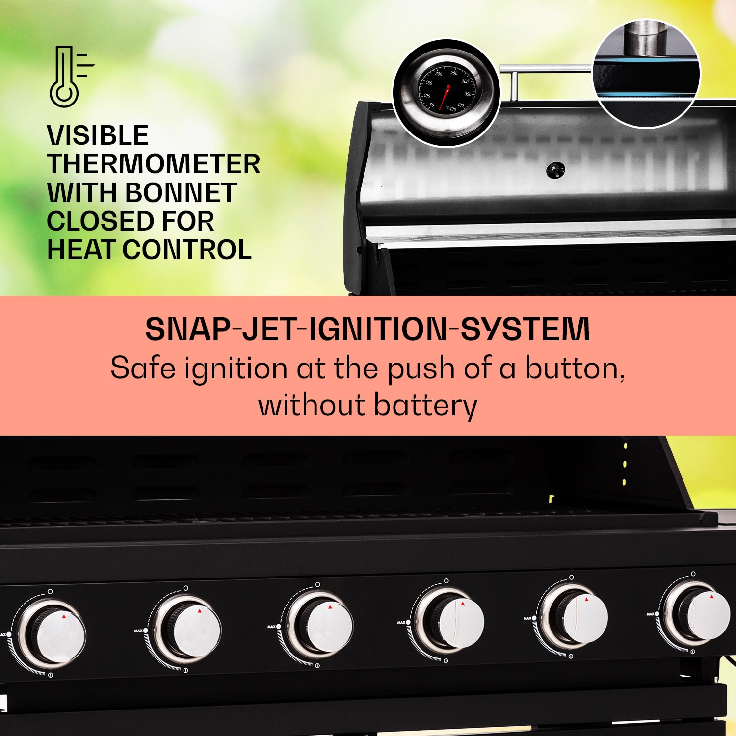 Klarstein Valdosta 6.1, plynový gril, 6+1 horákov, celkový výkon 19,3 kW – Obrázok 3