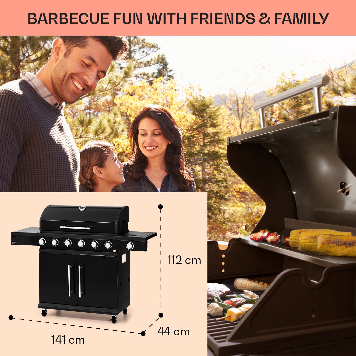 Klarstein Valdosta 6.1, plynový gril, 6+1 horákov, celkový výkon 19,3 kW – Obrázok 5