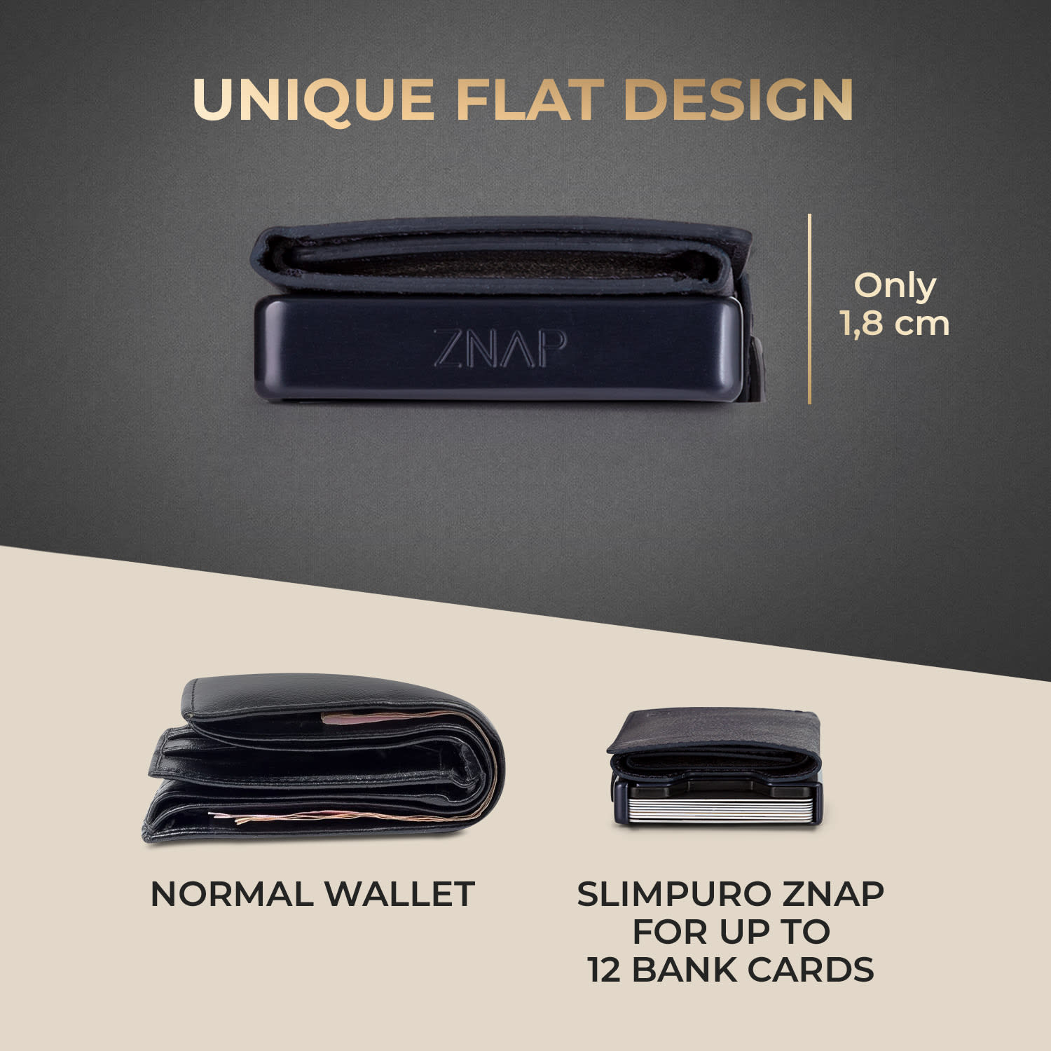 Slimpuro ZNAP Slim Wallet, 12 kariet, priehradka na mince, 8,9 x 1,8 x 6,3 cm (Š x V x H), ochrana RFID – Obrázok 4