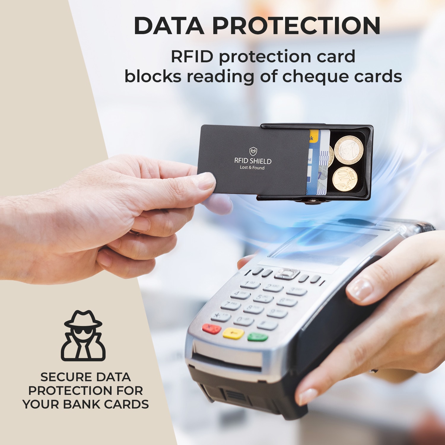 Slimpuro ZNAP Slim Wallet, 8 kariet, priehradka na mince, 8 x 1,5 x 6 cm (Š x V x H), ochrana RFID – Obrázok 2