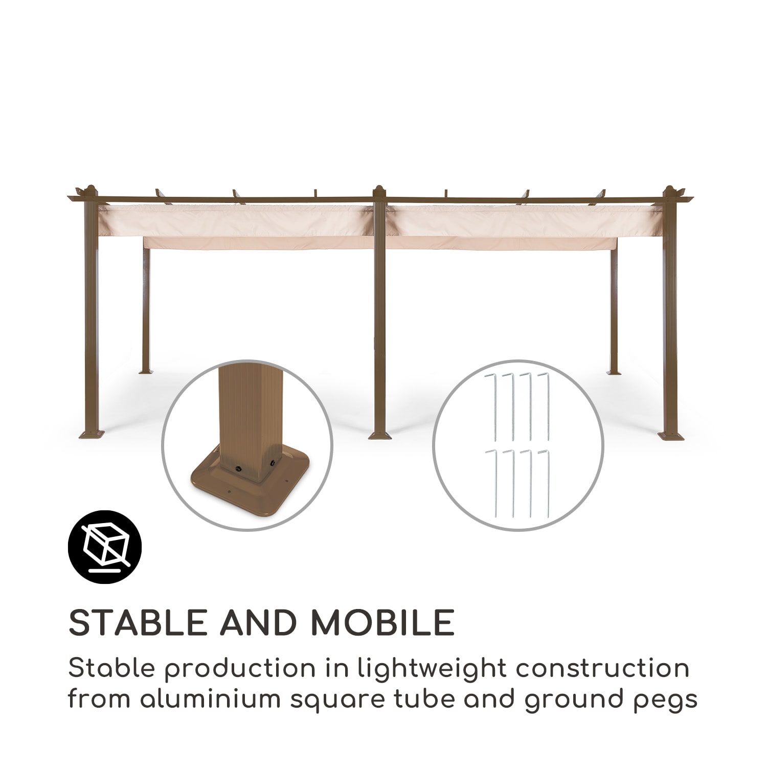 Blumfeldt Pantheon Rust, pergola, hliníková štvorhranná rúrka, 3 × 6 m, 4 rohové stĺpiky, nepremokavá – Obrázok 2