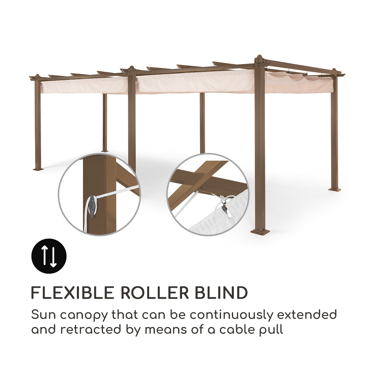 Blumfeldt Pantheon Rust, pergola, hliníková štvorhranná rúrka, 3 × 6 m, 4 rohové stĺpiky, nepremokavá – Obrázok 3