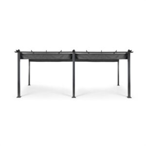 Blumfeldt Pantheon, pergola, prístrešok, 3 x 6 m, hliník, strieška proti slnku, polyester, sivá