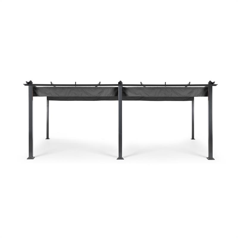 Blumfeldt Pantheon, pergola, prístrešok, 3 x 6 m, hliník, strieška proti slnku, polyester, sivá