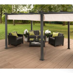 Blumfeldt Pantheon, pergola, prístrešok, 3 x 6 m, hliník, strieška proti slnku, polyester, béžová