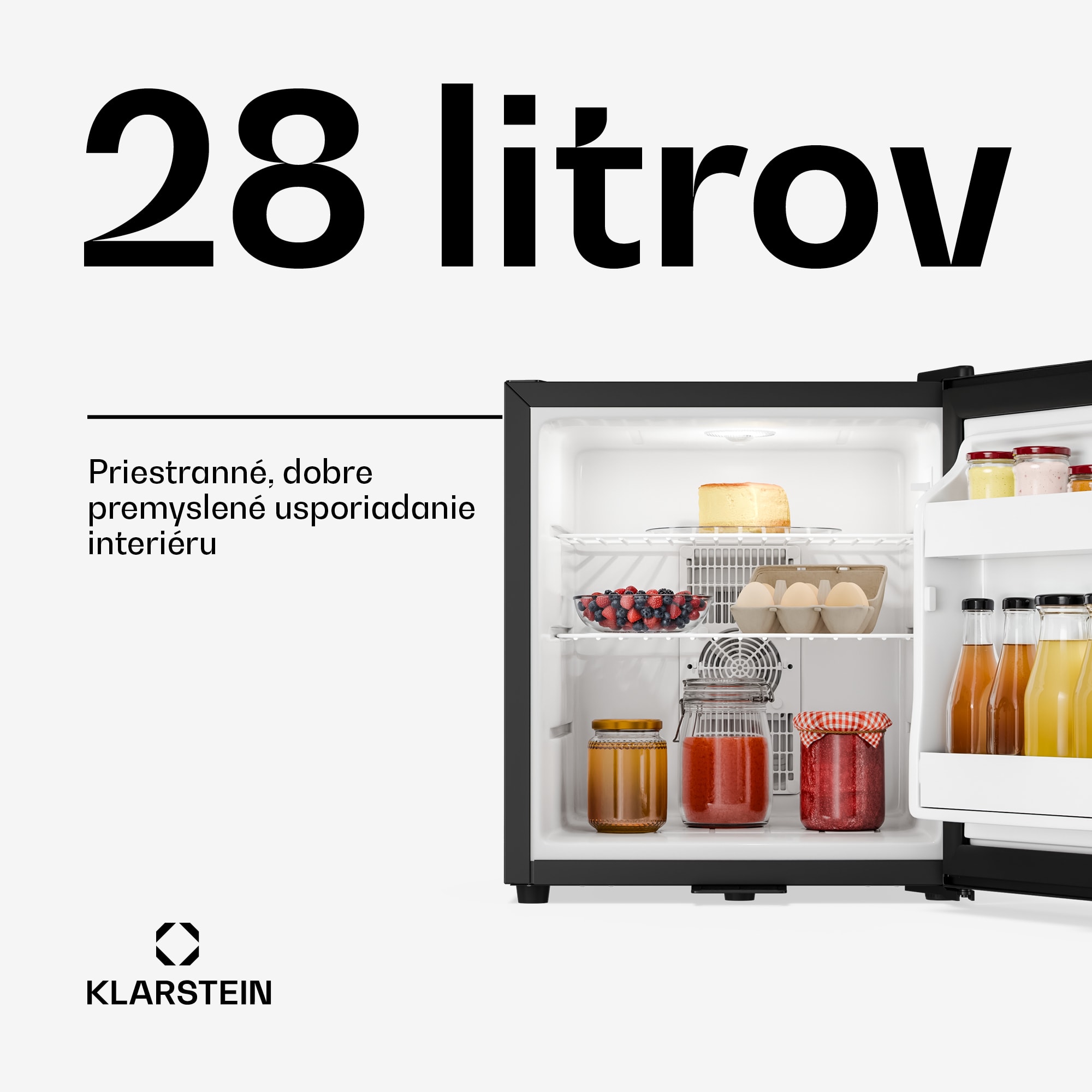 Klarstein Matterhorn 28, mini chladnička, 28 litrov, 35 dB, kompaktná, uzamykateľná
