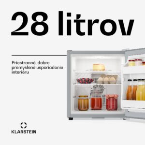 Klarstein Matterhorn 28, mini chladnička, 28 litrov, 35 dB, kompaktná, uzamykateľná