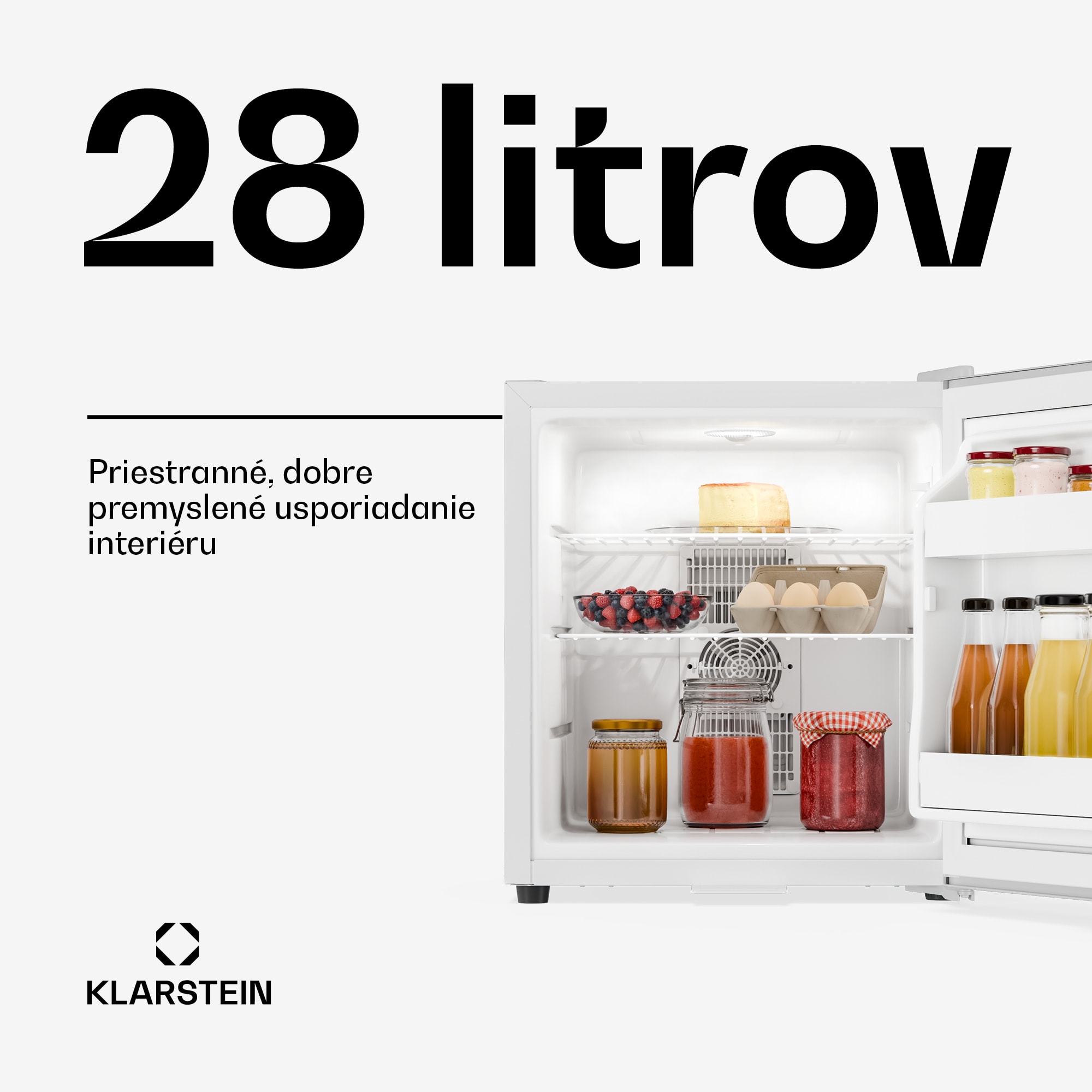 Klarstein Matterhorn 28, mini chladnička, 28 litrov, 35 dB, kompaktná, uzamykateľná