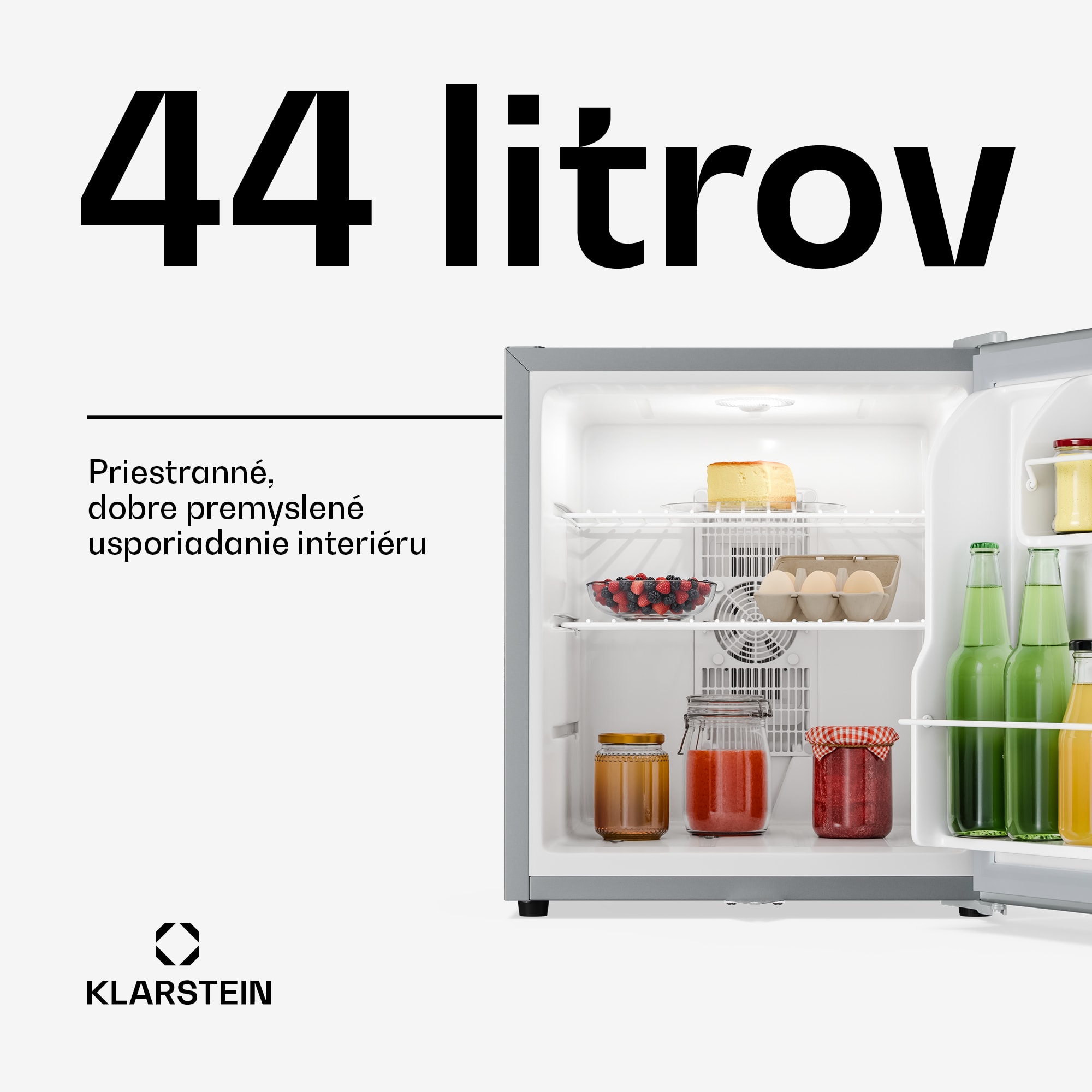 Klarstein Matterhorn 44, mini chladnička, 44 litrov, 35 dB, kompaktná, uzamykateľná