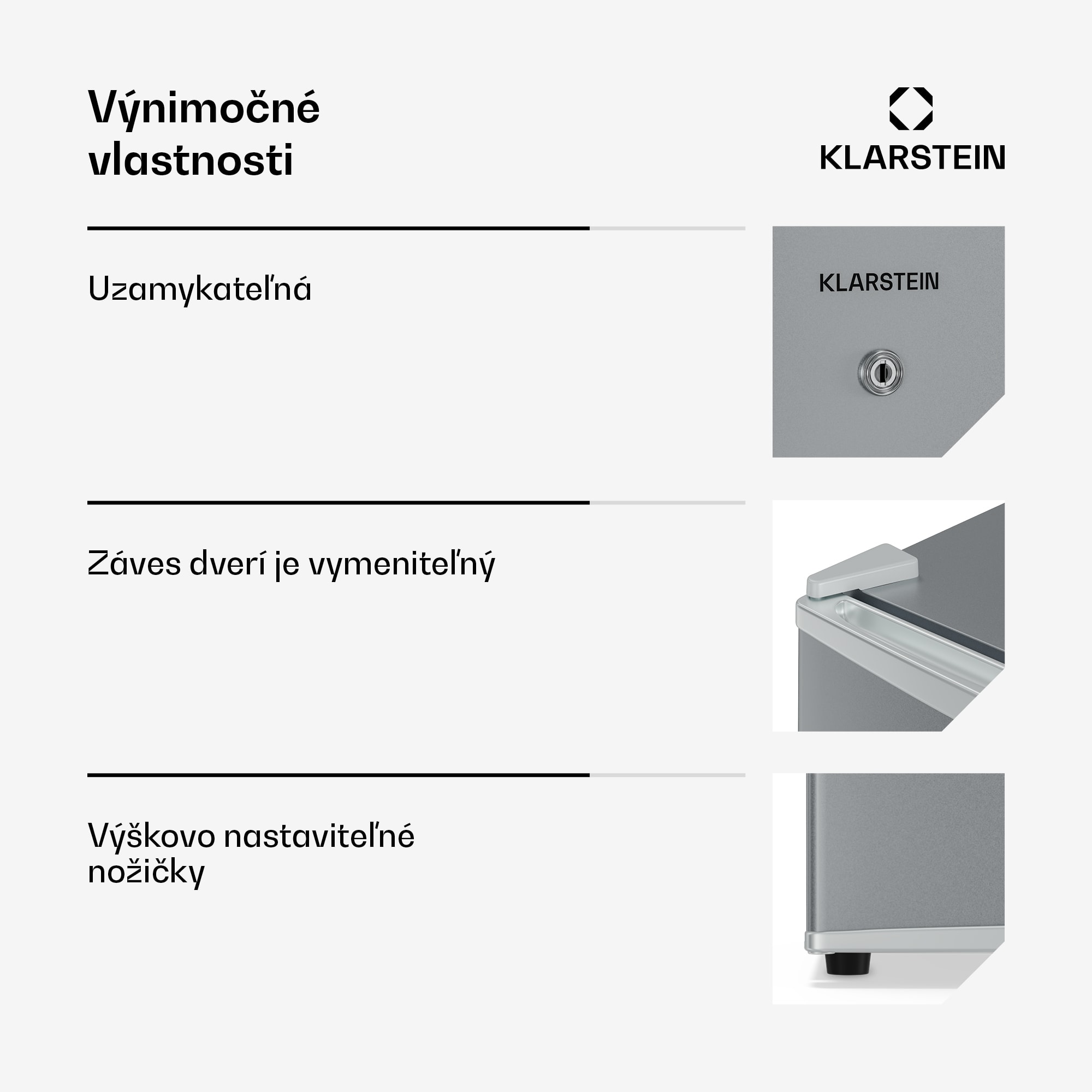 Klarstein Matterhorn 44, mini chladnička, 44 litrov, 35 dB, kompaktná, uzamykateľná – Obrázok 5