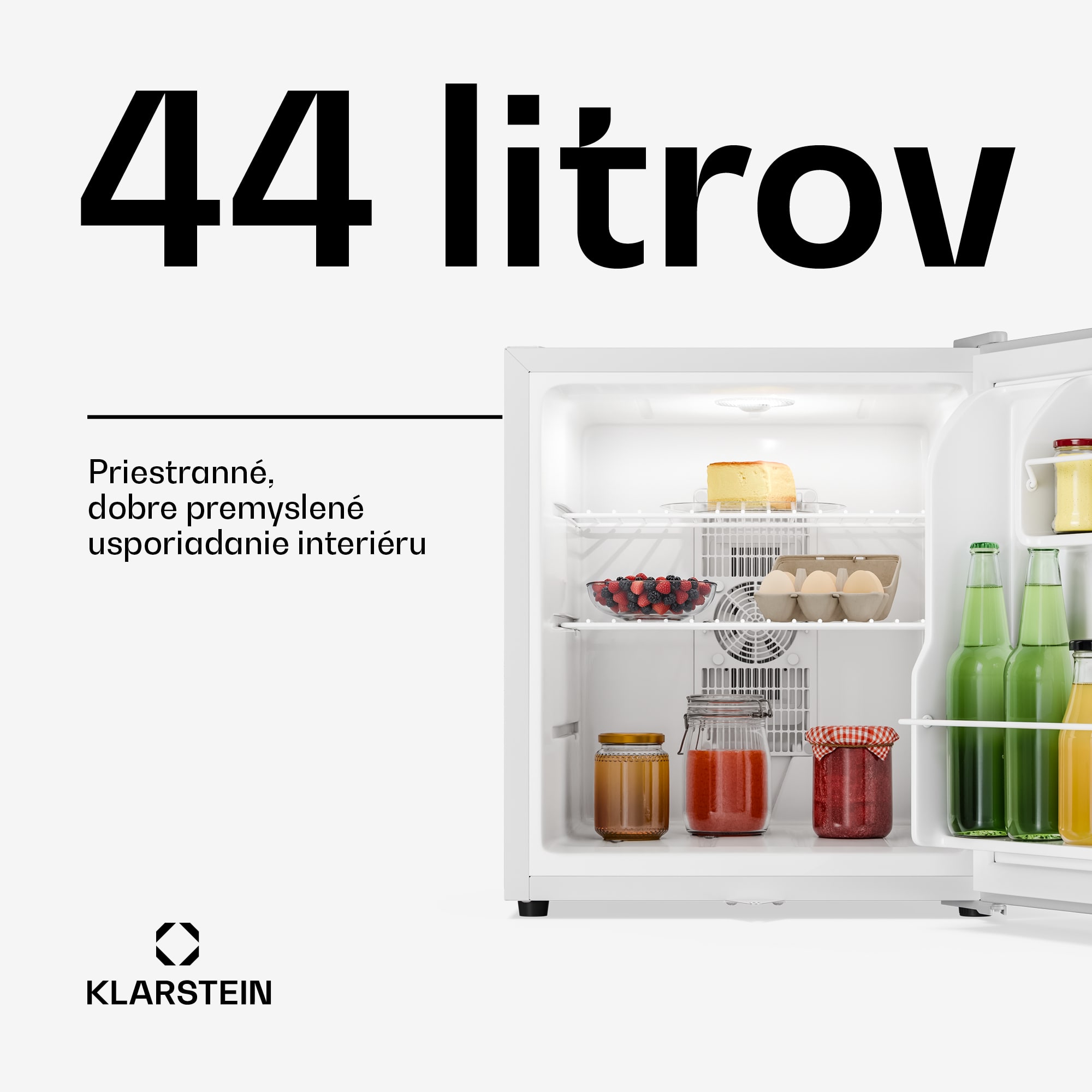 Klarstein Matterhorn 44, mini chladnička, 44 litrov, 35 dB, kompaktná, uzamykateľná