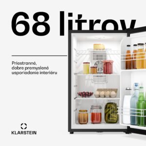 Klarstein Matterhorn 68, mini chladnička, 68 litrov, 35 dB, kompaktná, uzamykateľná