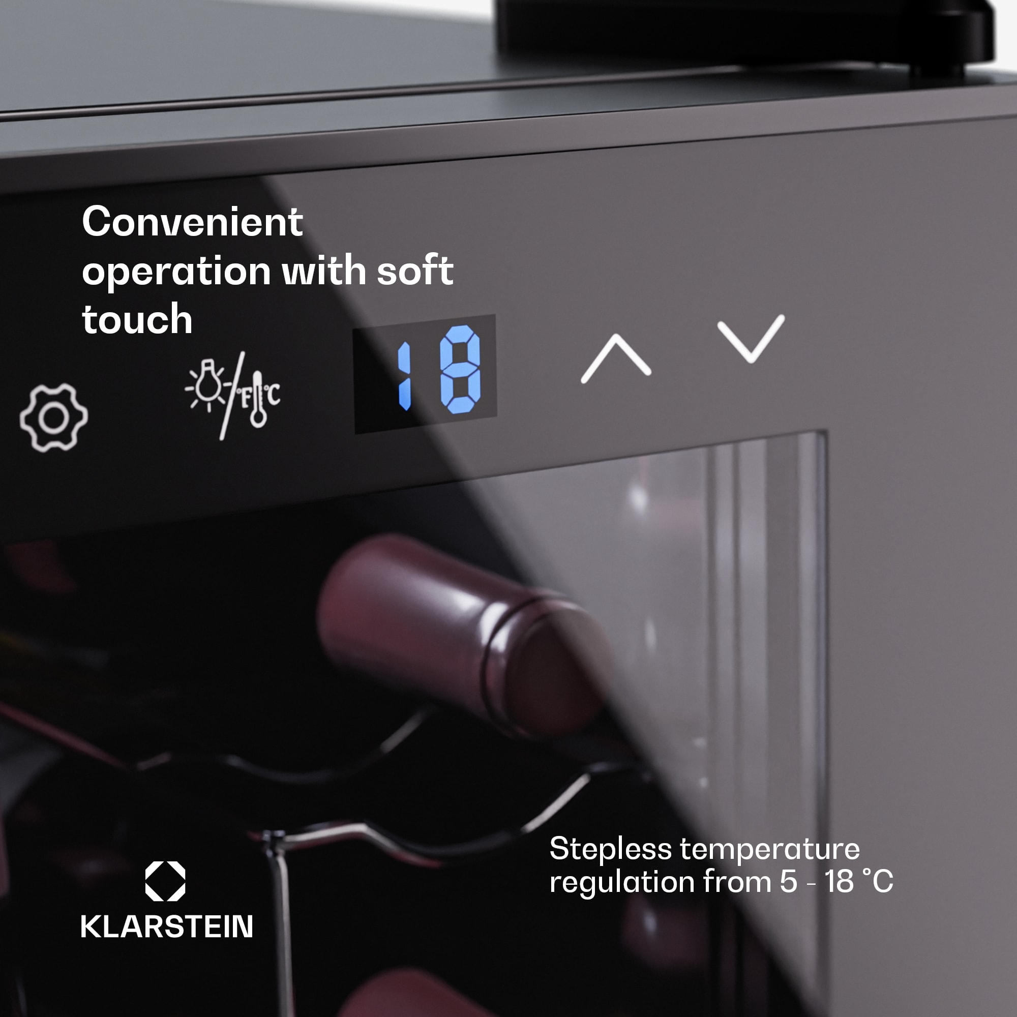 Klarstein Shiraz 8 Uno, vertikálna chladnička na víno, 8 fliaš, 8 - 18 °C, dotykové ovládanie