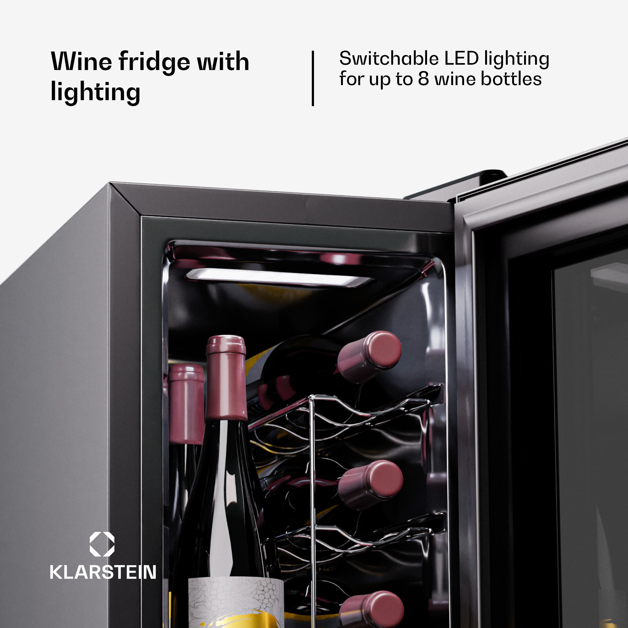 Klarstein Shiraz 8 Uno, vertikálna chladnička na víno, 8 fliaš, 8 - 18 °C, dotykové ovládanie – Obrázok 2