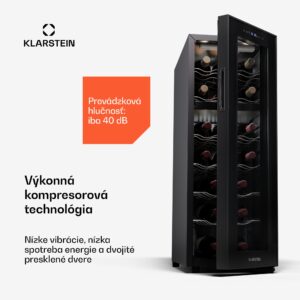 Klarstein Shiraz 18 Duo, chladnička na víno, 2 zóny, 53 l/18 fliaš, 5-18 / 5-18 °C, dotykové ovládanie