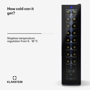 Klarstein Shiraz 18 Slim Uno, chladnička na víno, 18 fliaš, 5 - 18 °C, dotykové ovládanie