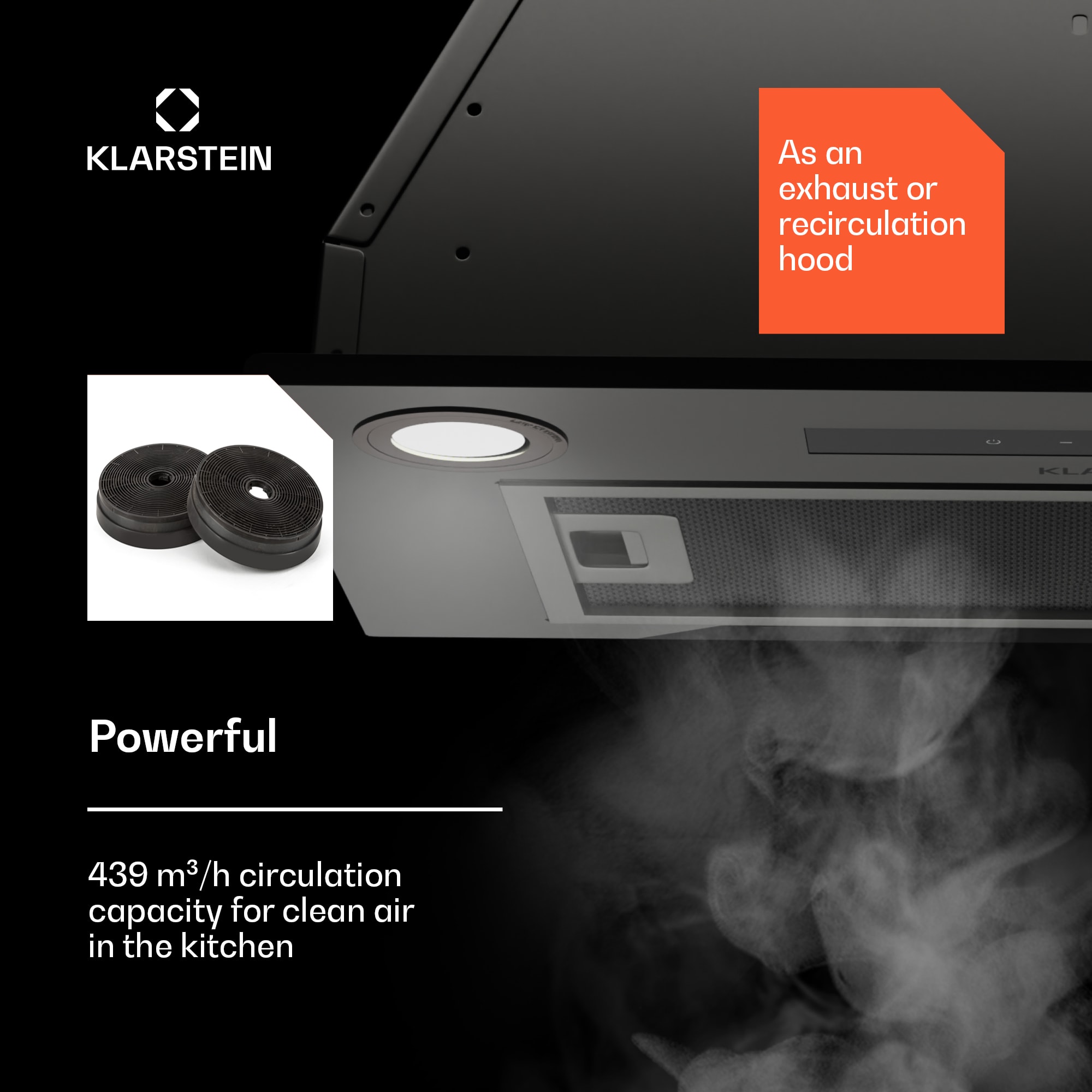 Klarstein Paolo 52 vstavaný Digestor 52 cm 439 m³/h LED Touch A++ – Obrázok 2