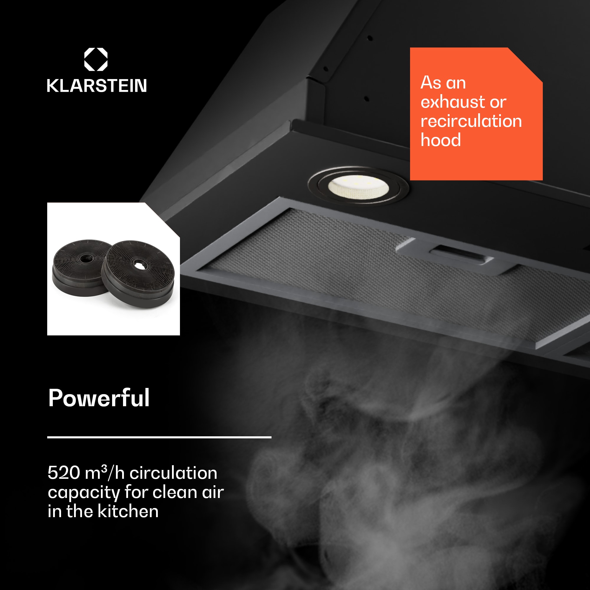 Klarstein Paolo 72 vstavaný Digestor 72 cm 520 m³/h LED Touch A++ – Obrázok 2