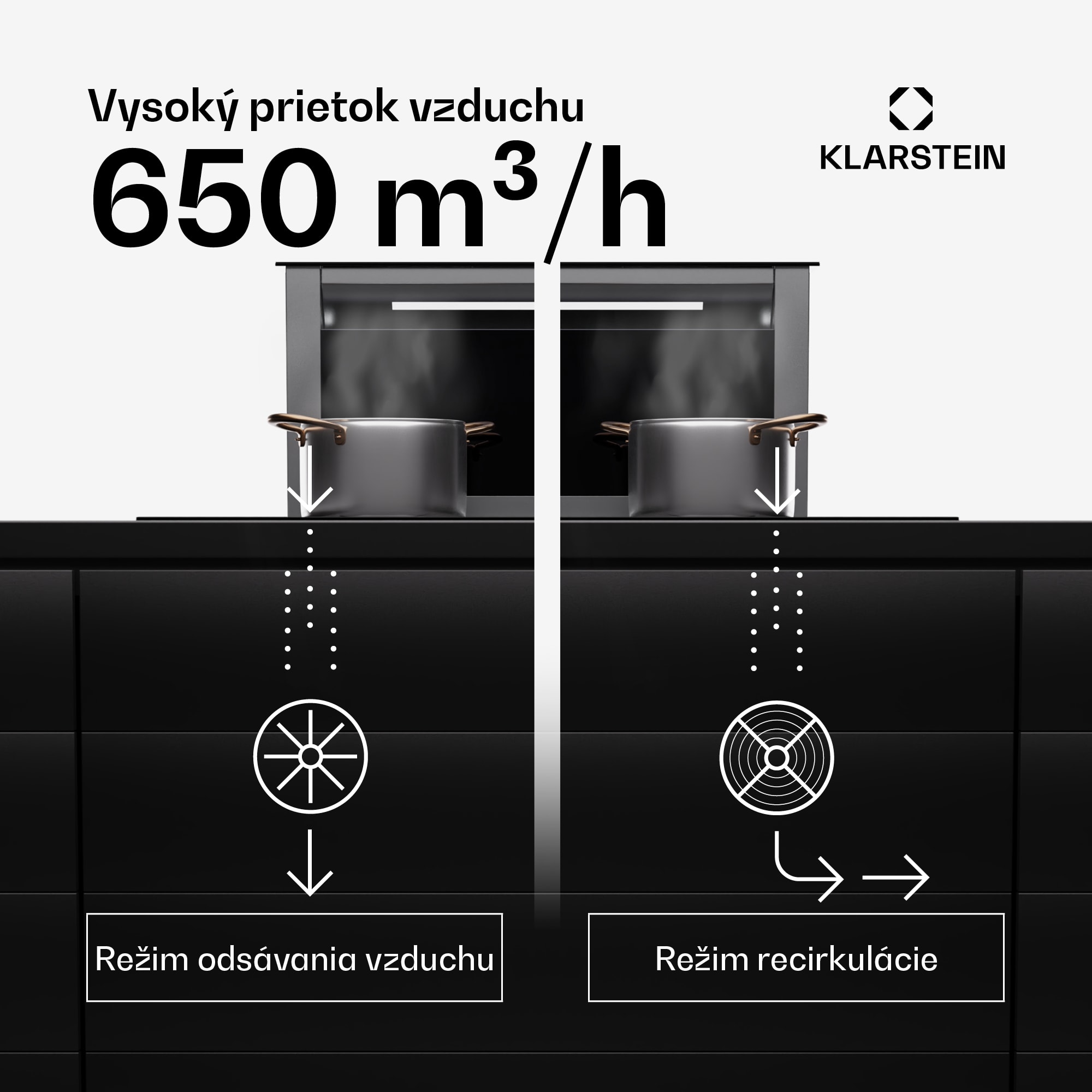 Klarstein Royal Flush Eco Slim 60, digestor, 60 cm, 650 m³/h, EEK A