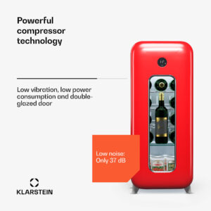 Klarstein Shirley 15 Uno, chladnička na víno, 15 fliaš, 5 - 20 °C, dotykové ovládanie, retro