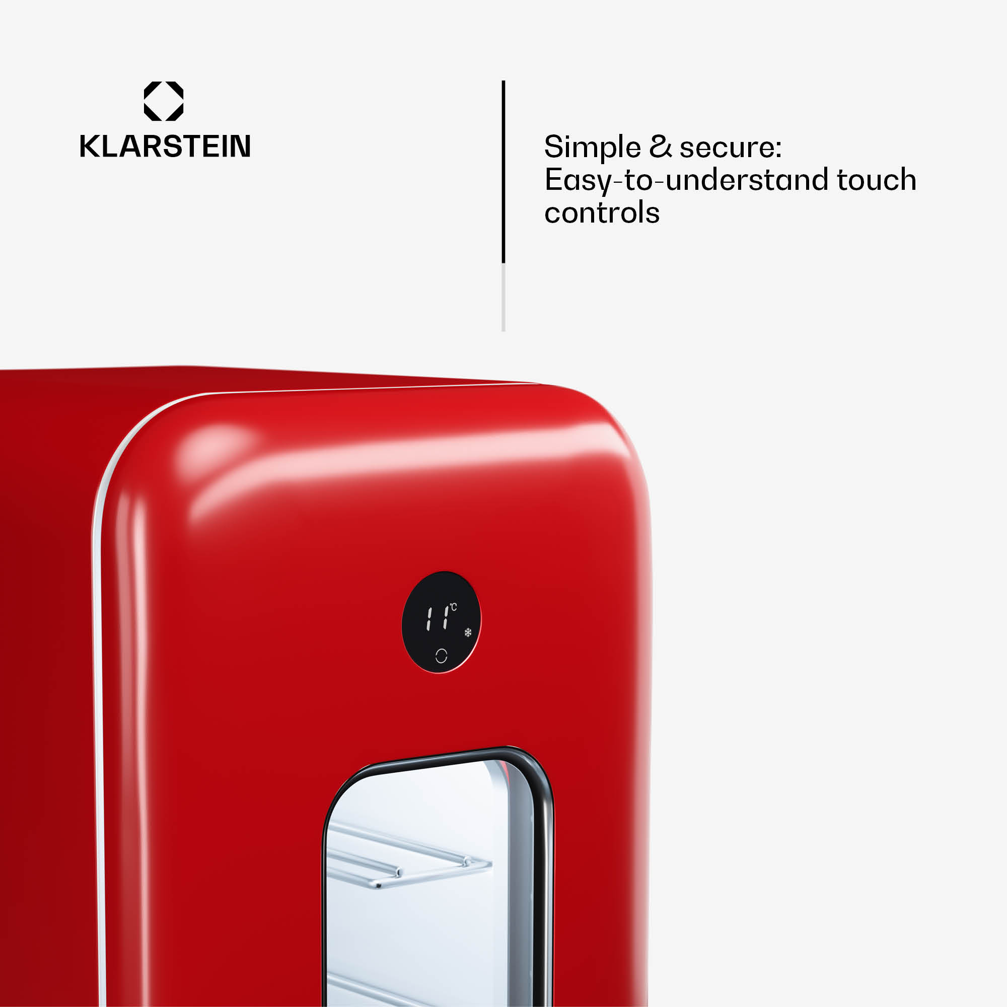 Klarstein Shirley 15 Uno, chladnička na víno, 15 fliaš, 5 - 20 °C, dotykové ovládanie, retro – Obrázok 4