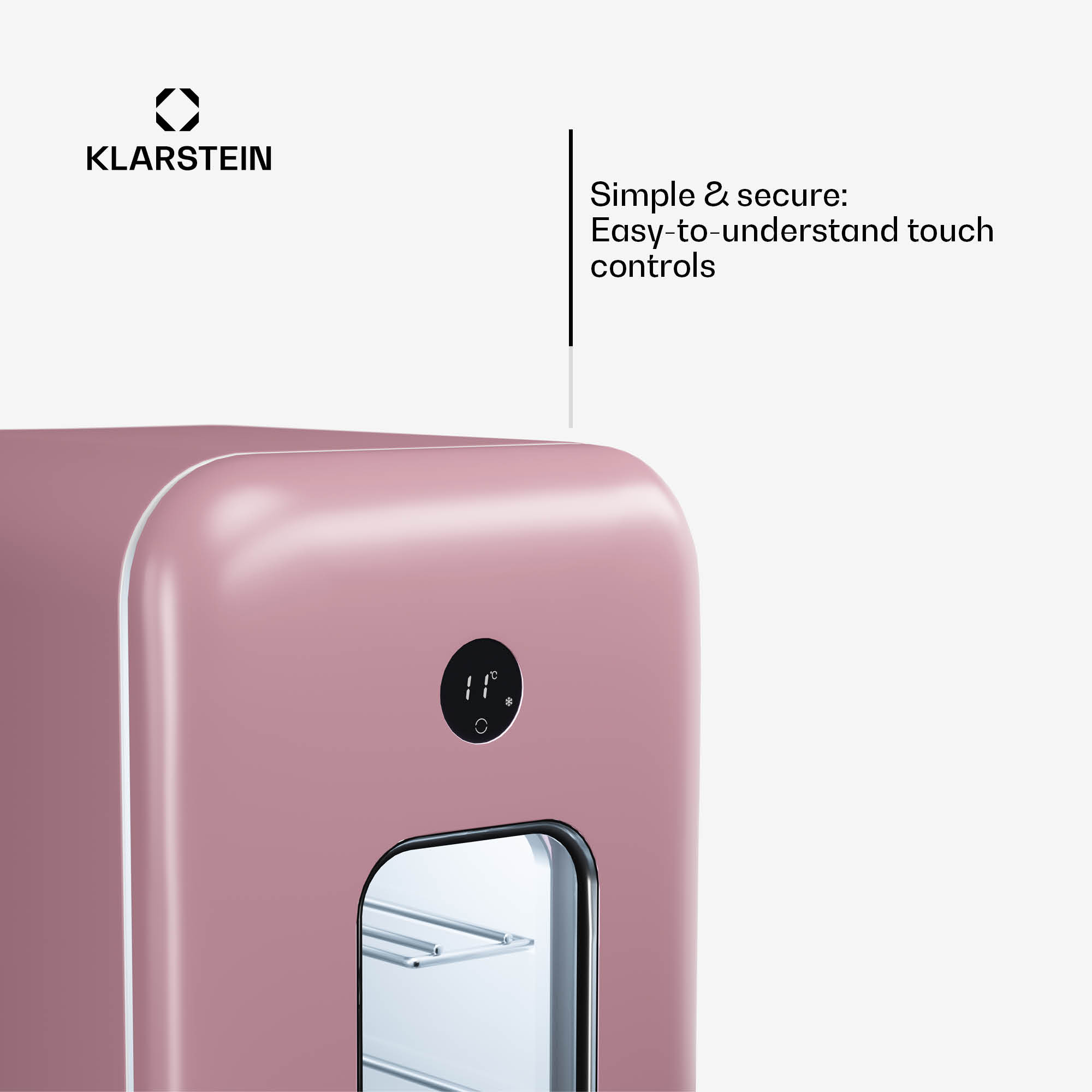 Klarstein Shirley 15 Uno, chladnička na víno, 15 fliaš, 5 - 20 °C, dotykové ovládanie, retro – Obrázok 4