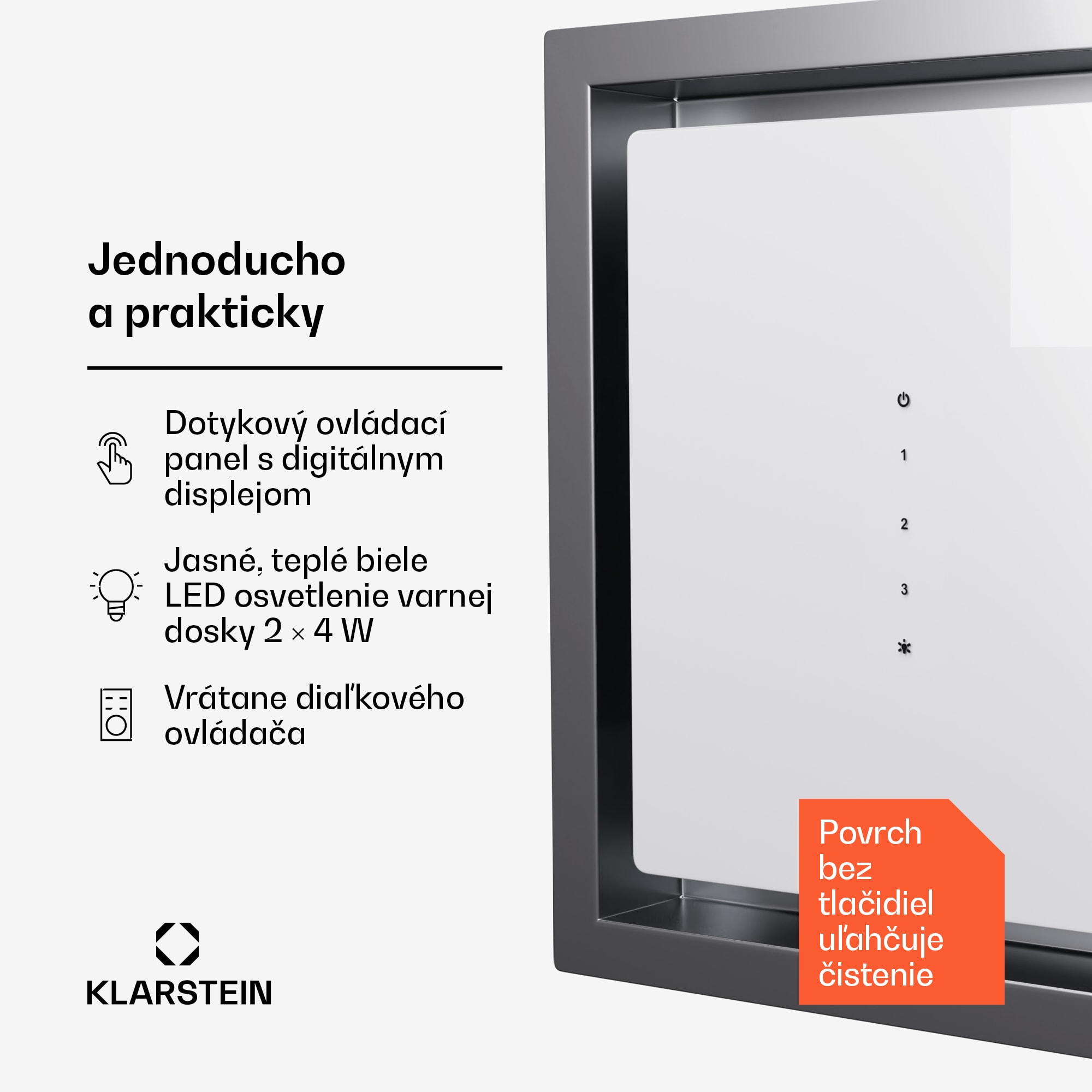 Klarstein High Line Eco 77, Stropný digestor, 77 cm, 436 m³/h, stupne, diaľkové ovládanie, ambientné osvetlenie – Obrázok 3