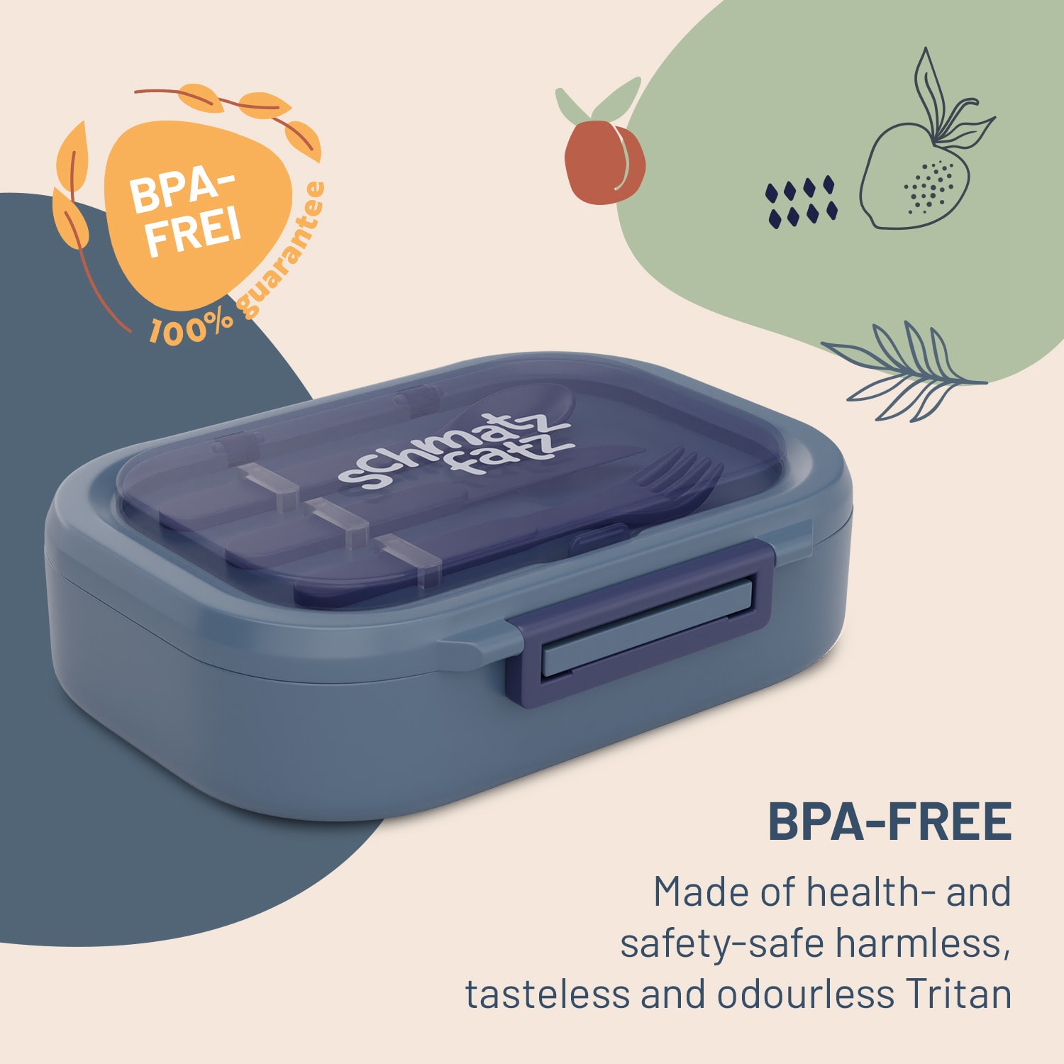 Klarstein Bunko, desiatový box, 3 priehradky, 3-dielny príbor Rozmery: cca 21 x 14,5 x 5,5 cm (Š x V x H) – Obrázok 2