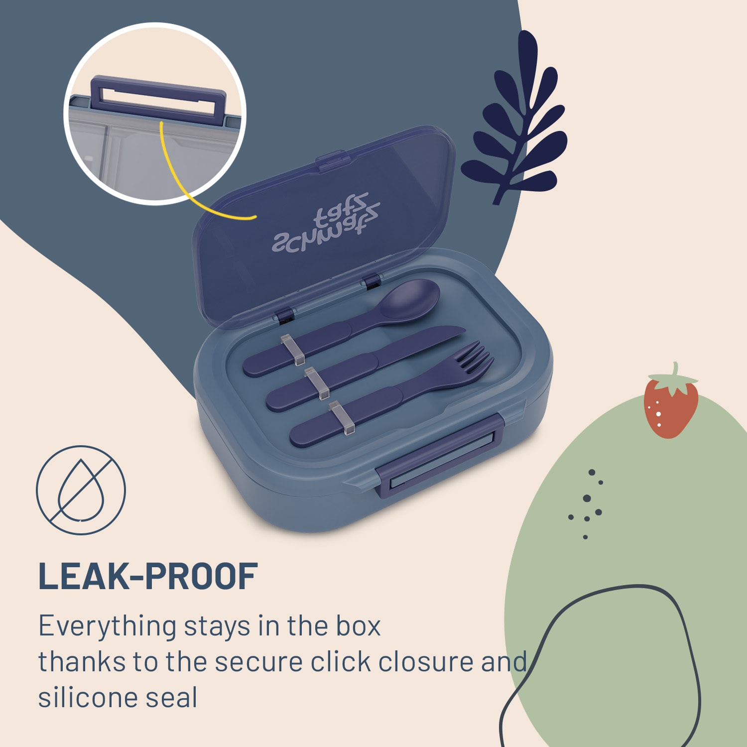 Klarstein Bunko, desiatový box, 3 priehradky, 3-dielny príbor Rozmery: cca 21 x 14,5 x 5,5 cm (Š x V x H) – Obrázok 3