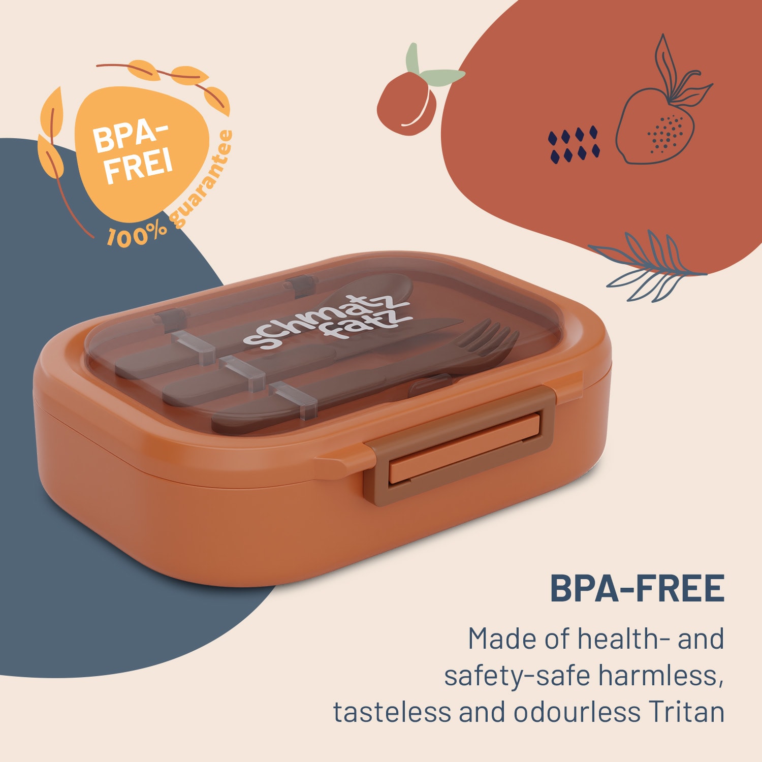 Klarstein Bunko, desiatový box, 3 priehradky, 3-dielny príbor Rozmery: cca 21 x 14,5 x 5,5 cm (Š x V x H) – Obrázok 2