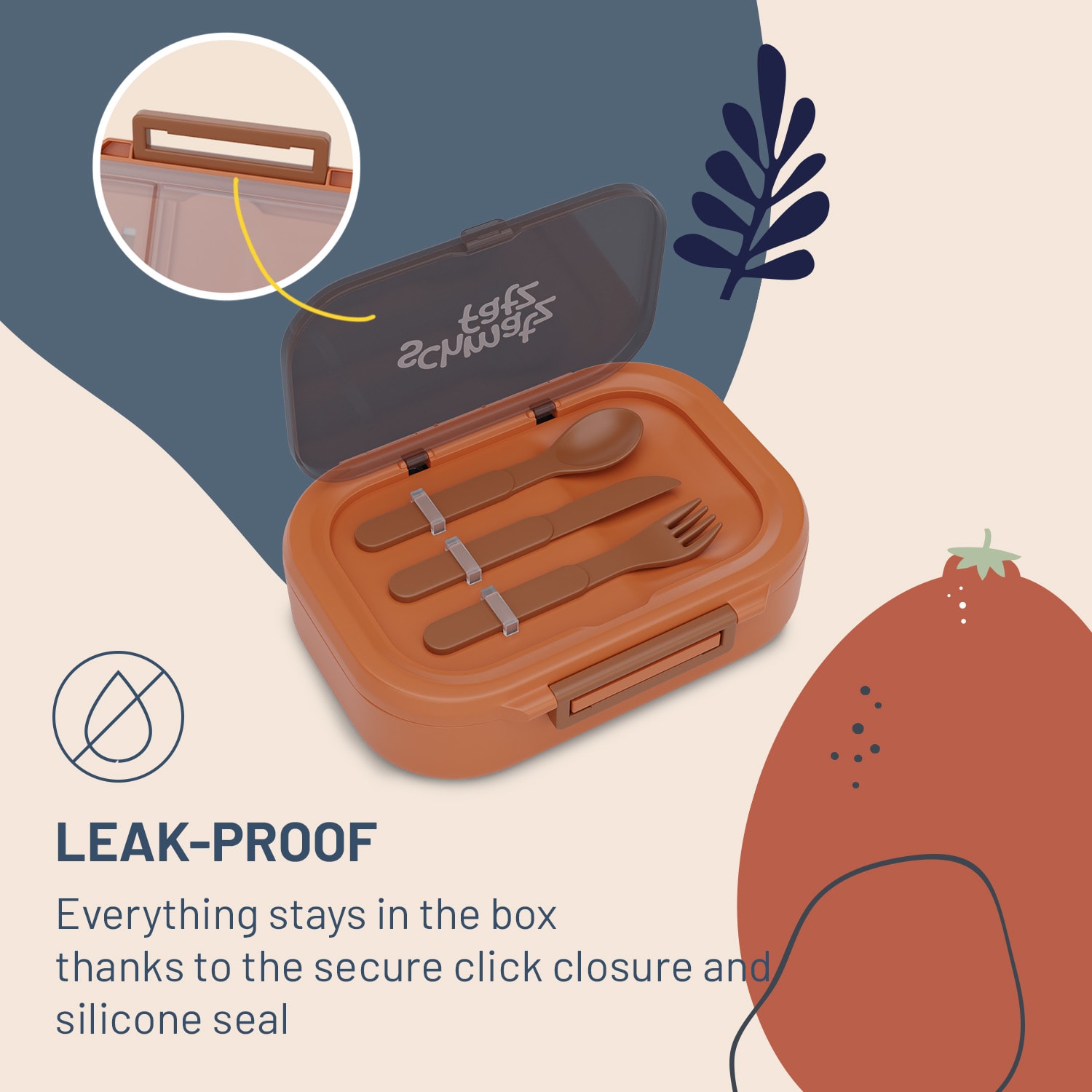 Klarstein Bunko, desiatový box, 3 priehradky, 3-dielny príbor Rozmery: cca 21 x 14,5 x 5,5 cm (Š x V x H) – Obrázok 3