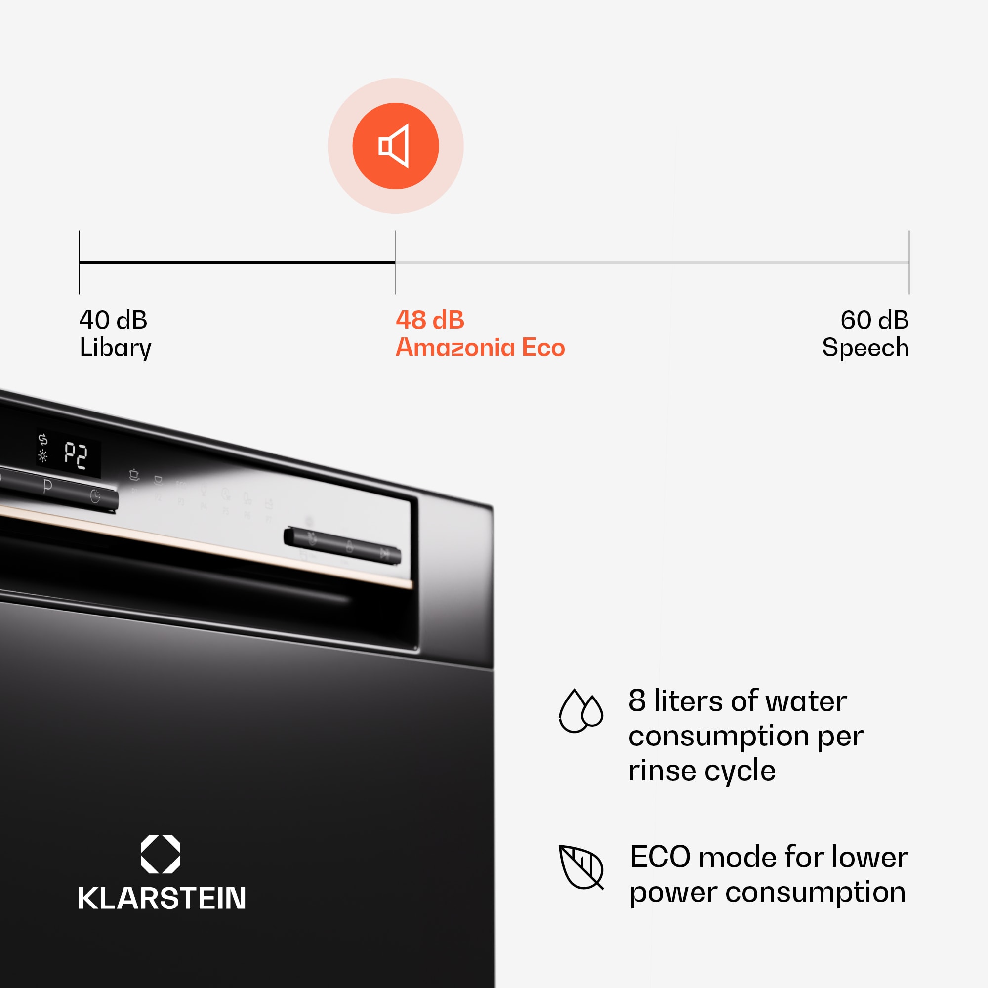 Klarstein Amazonia Eco 8, umývačka riadu – Obrázok 3
