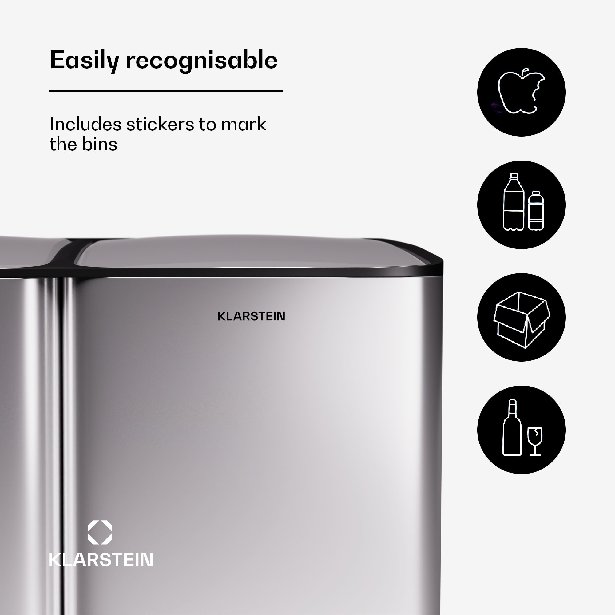 Klarstein Tiyo 3 v 1, kôš na odpadky, 60 litrov, vyberateľný kôš, s mäkkým zatváraním – Obrázok 2