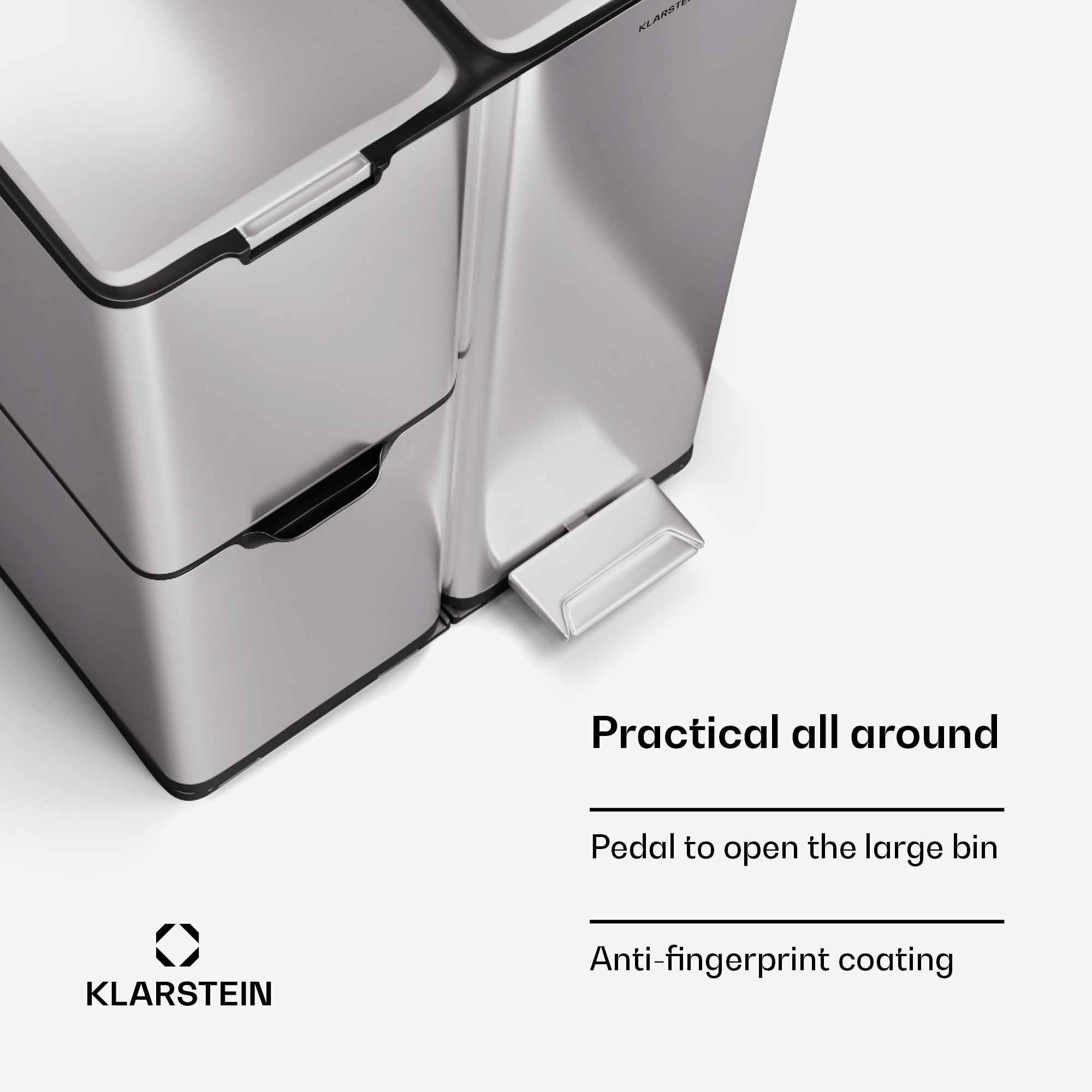 Klarstein Tiyo 3 v 1, kôš na odpadky, 60 litrov, vyberateľný kôš, s mäkkým zatváraním – Obrázok 3