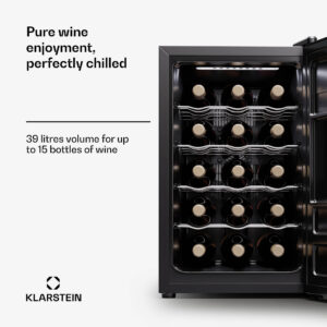 Klarstein Silent Vino 15 Uno, chladnička na víno, 39 l / 15 fliaš, 5-18 °C, dotykové