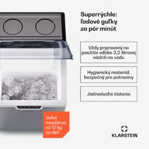 Klarstein Icefestival, výrobník ľadu, 12 kg/24 h, guľôčky, nehrdzavejúca oceľ