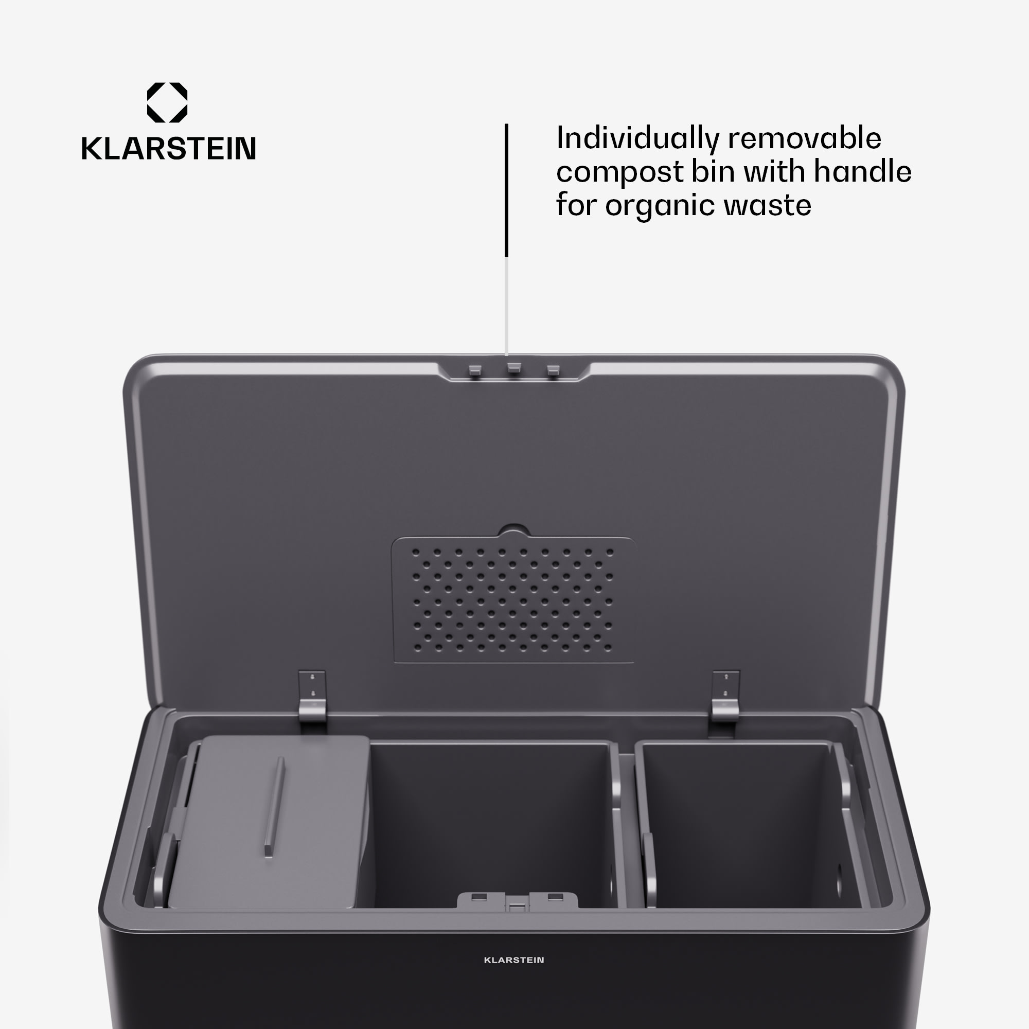 Klarstein Yuma, odpadkový kôš, 40 l, vrátane kompostéra, s nožičkami, pachový filter – Obrázok 3