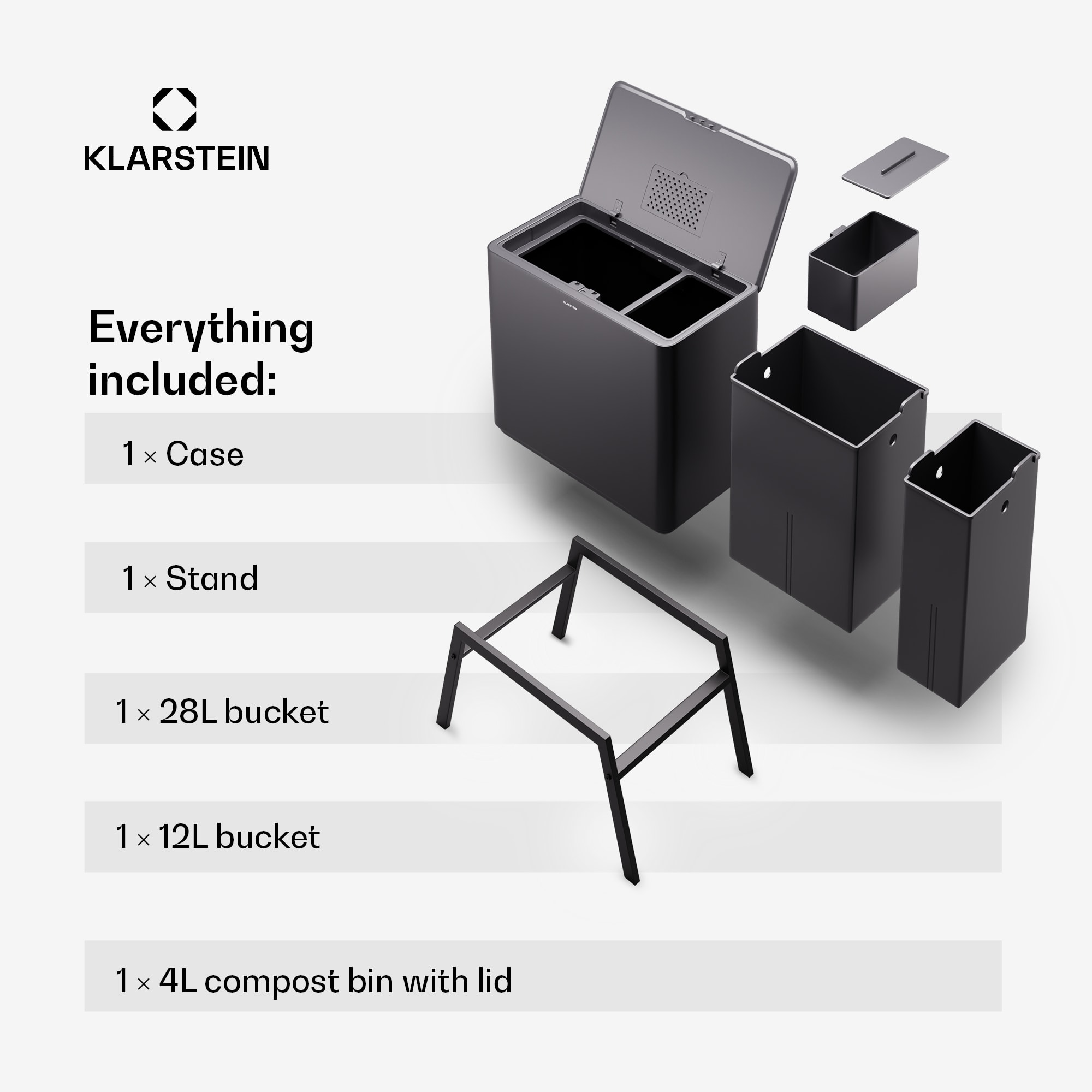Klarstein Yuma, odpadkový kôš, 40 l, vrátane kompostéra, s nožičkami, pachový filter – Obrázok 5