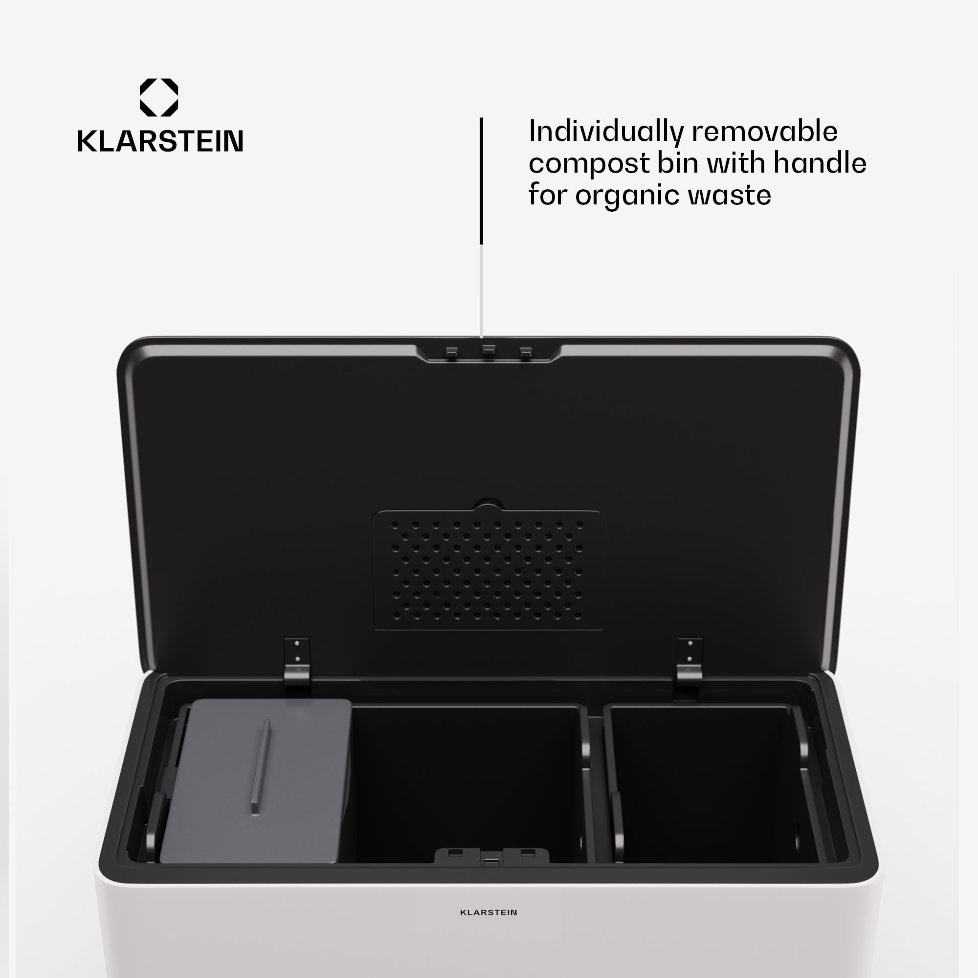 Klarstein Yuma, odpadkový kôš, 40 l, vrátane kompostéra, s nožičkami, pachový filter – Obrázok 3