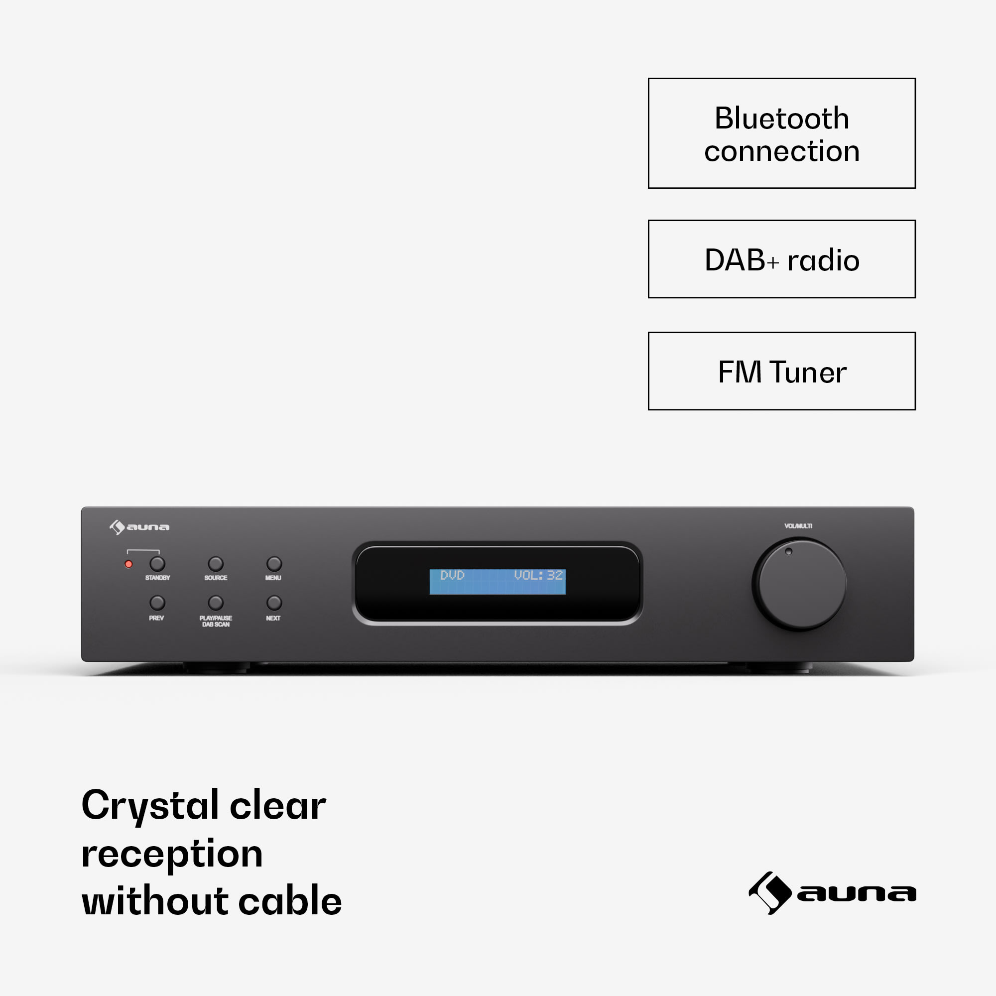 Auna Art22, Zosilňovač DAB+ BT HiFi, zosilňovač DAB+/FM rádio – Obrázok 2